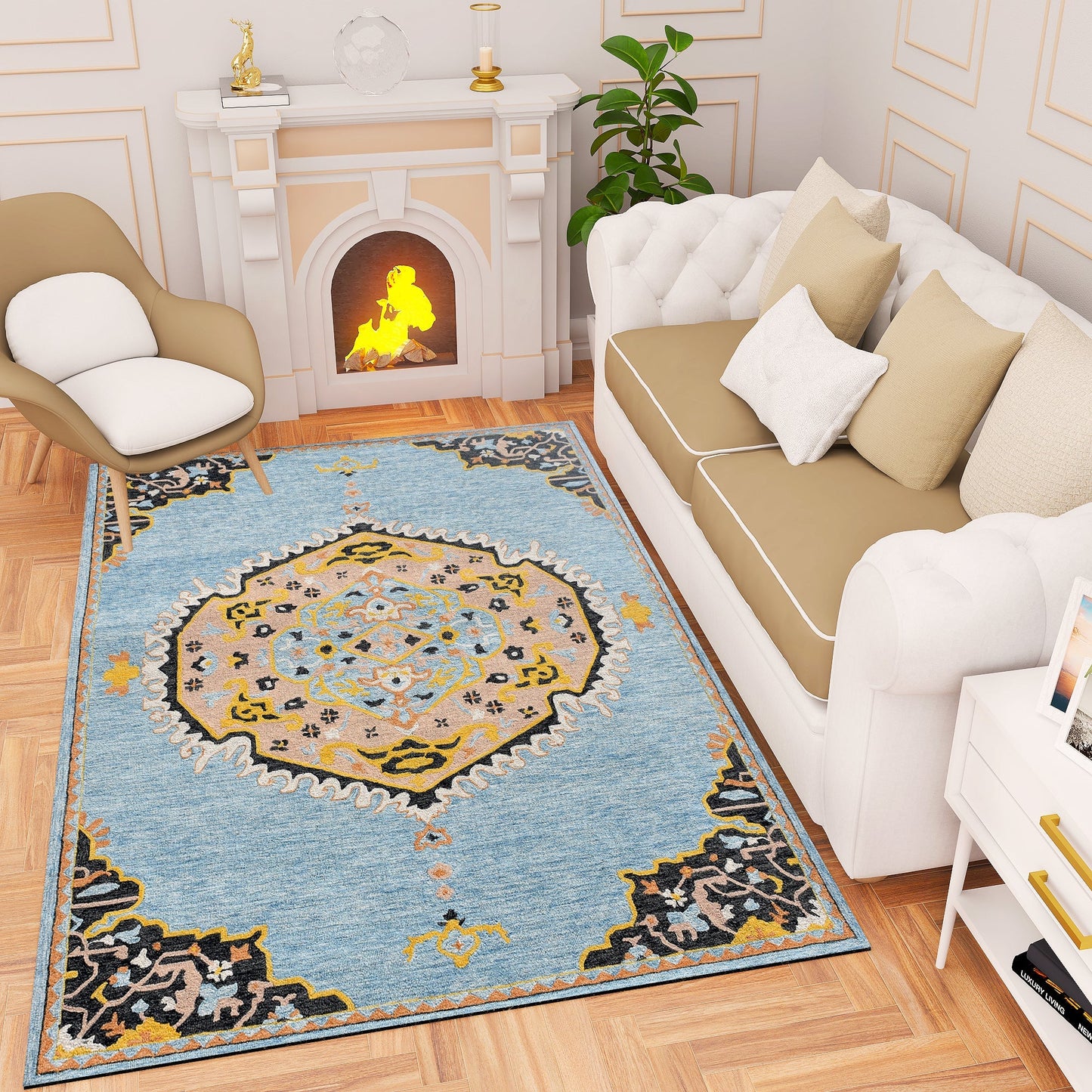 Premium Hand-Tufted Rug Made of 100% Wool - Shivanka - 5x8 Feet