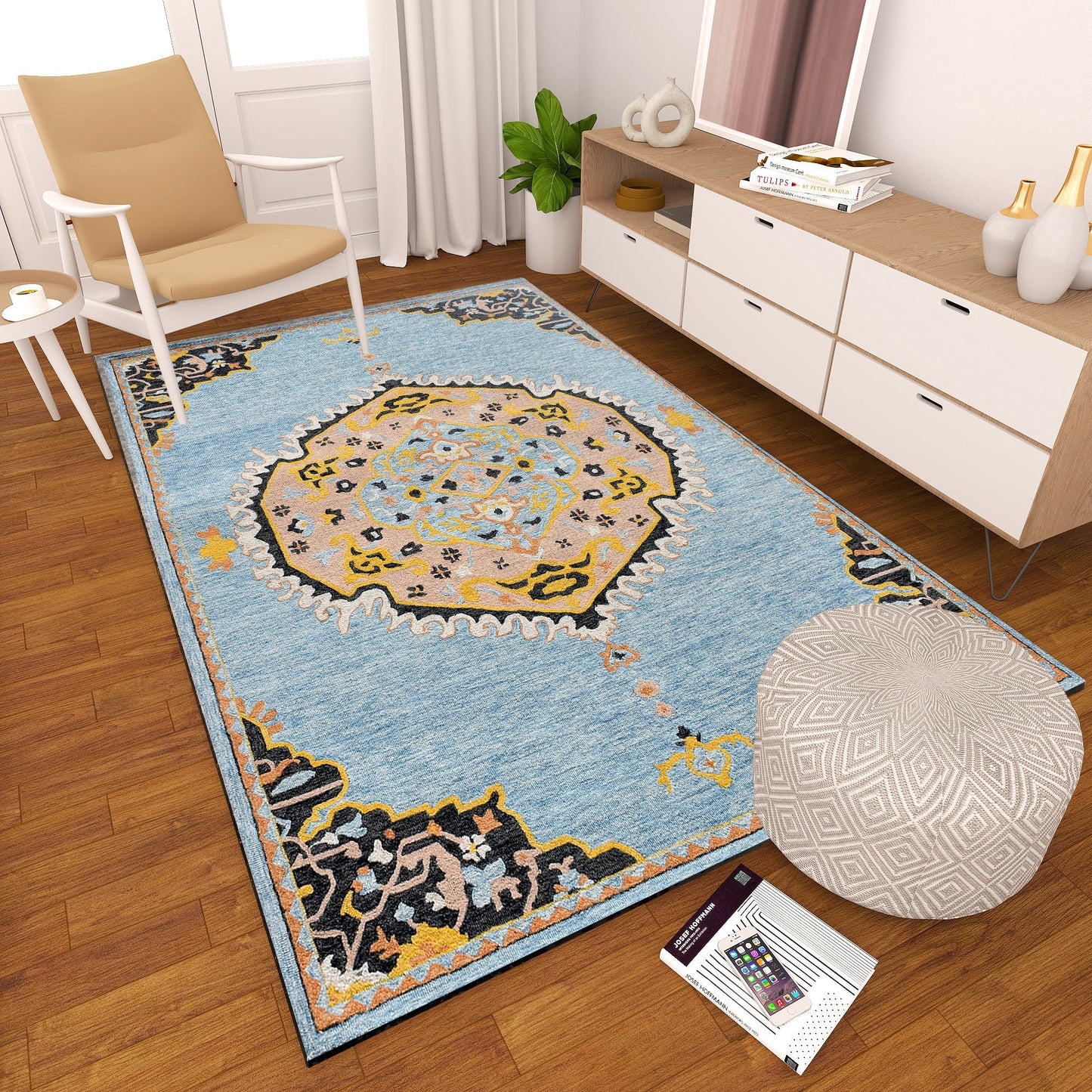 Premium Hand-Tufted Rug Made of 100% Wool - Shivanka - 6x9 Feet