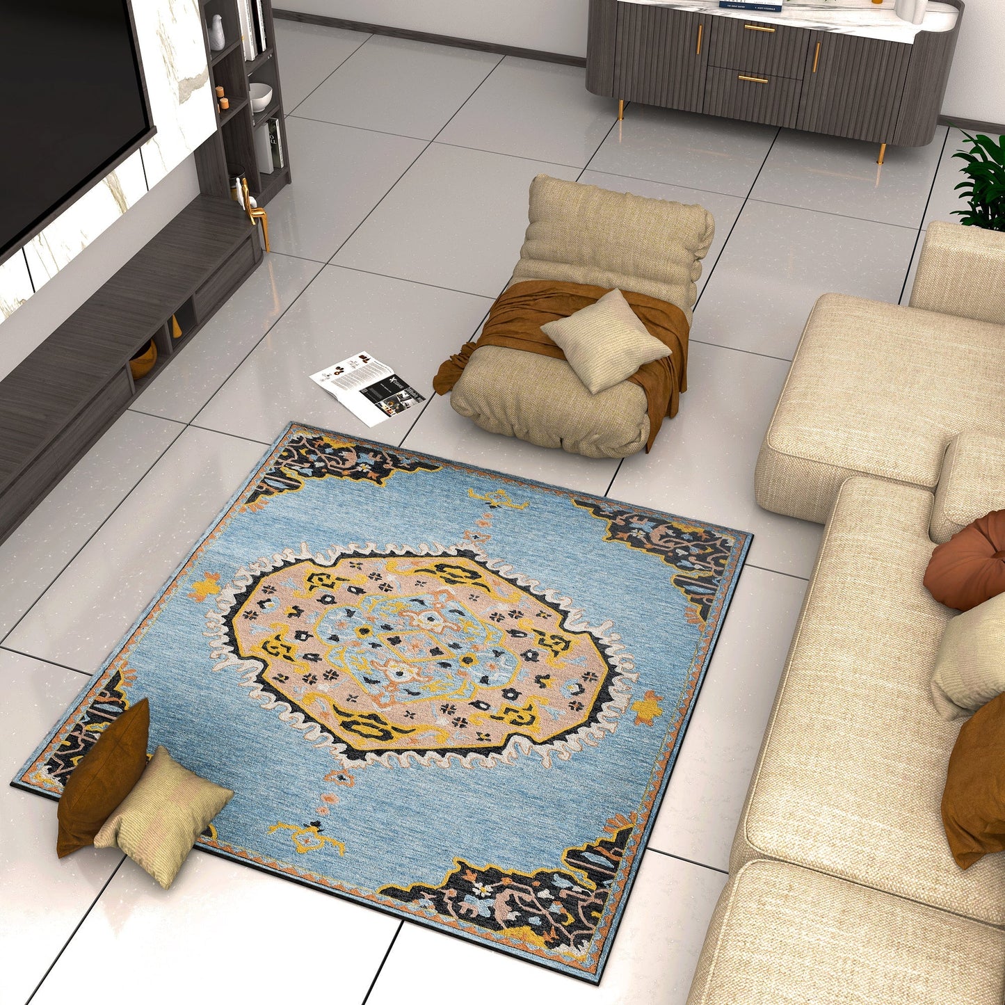 Premium Hand-Tufted Rug Made of 100% Wool - Shivanka - 6x6 Feet