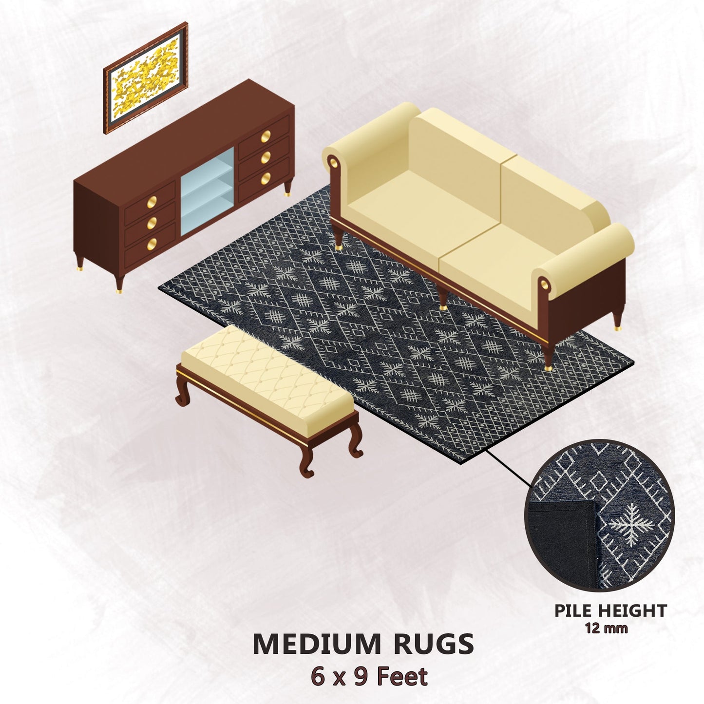 Premium Hand-Tufted Rug Made of 100% Wool - Snowfall - 6x9 Feet