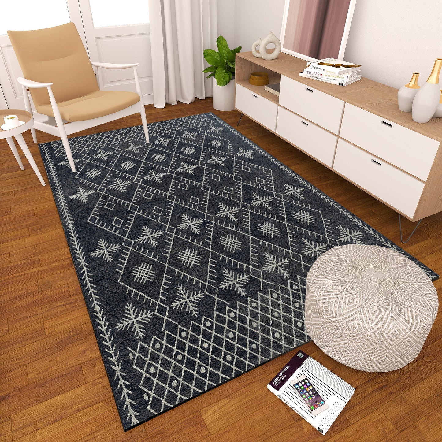 Premium Hand-Tufted Rug Made of 100% Wool - Snowfall - 6x9 Feet
