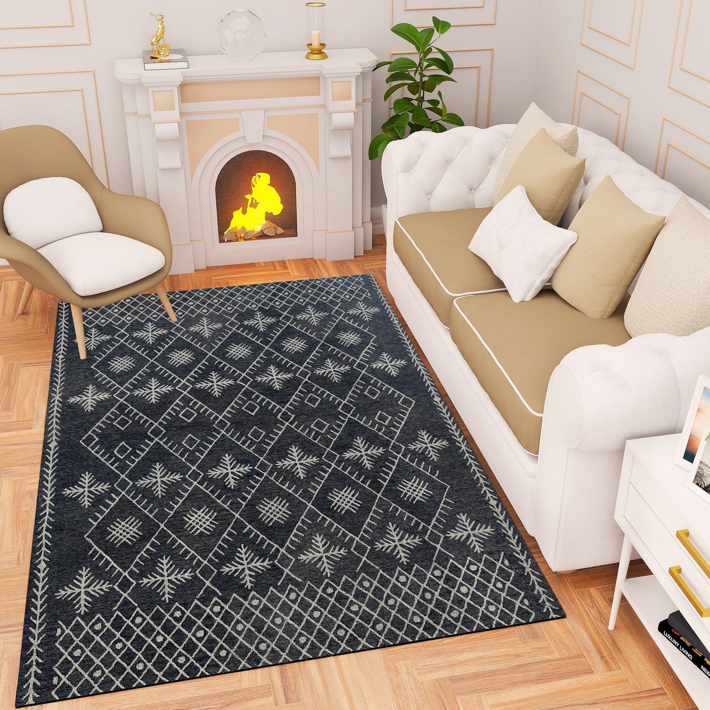Premium Hand-Tufted Rug Made of 100% Wool - Snowfall - 6x9 Feet