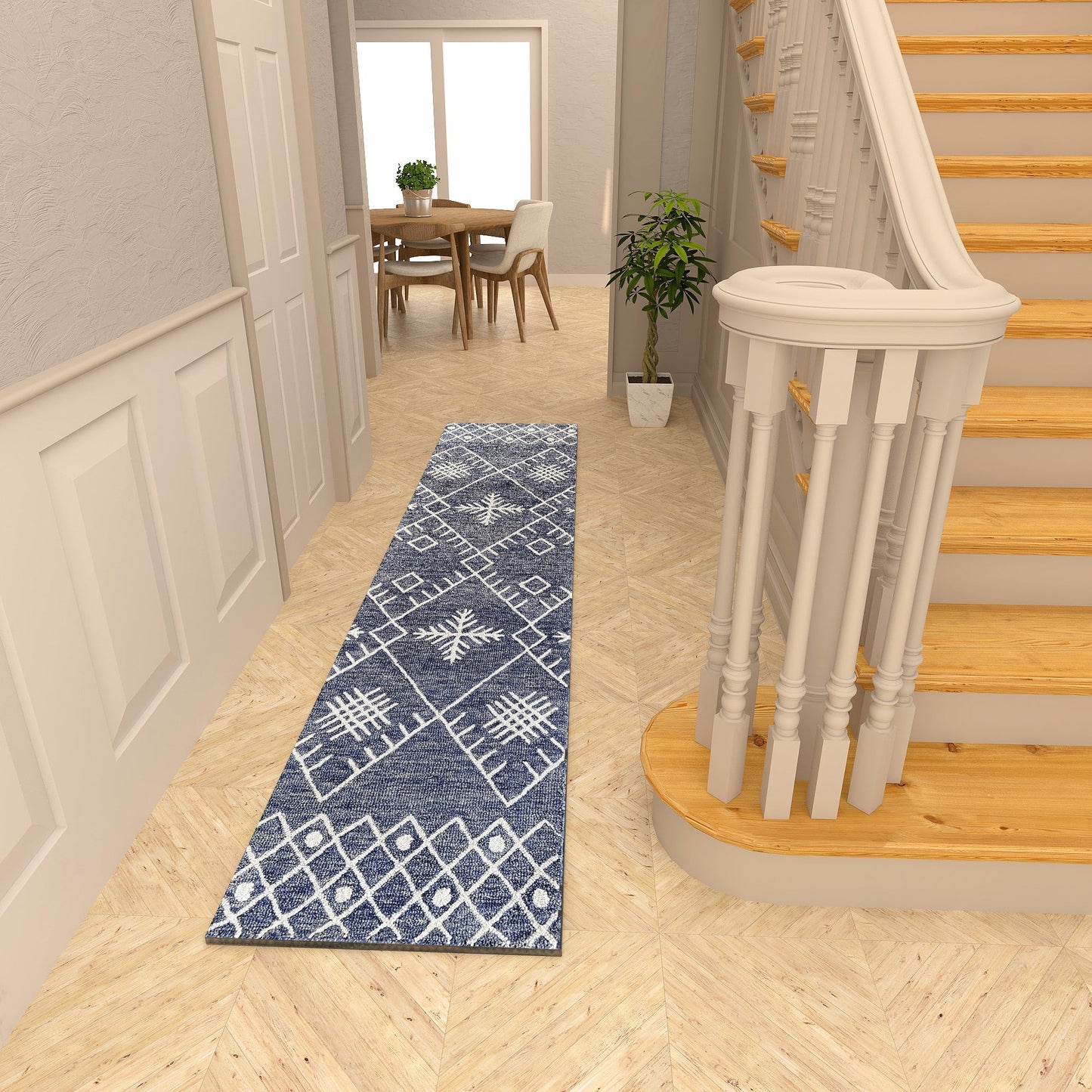 Premium Hand-Tufted Rug Made of 100% Wool - Snowfall - 2x10 Feet