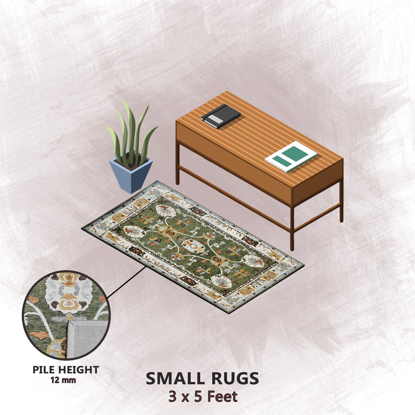 Premium Hand-Tufted Rug Made of 100% Wool - Spring Atlas - 3x5 Feet