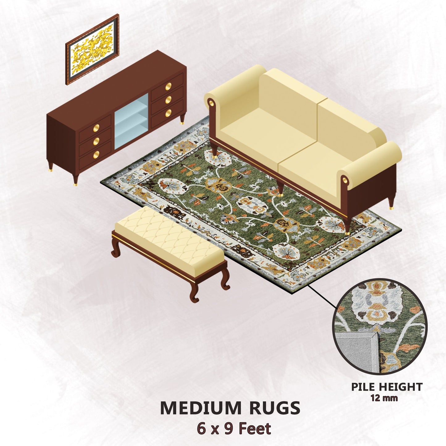 Premium Hand-Tufted Rug Made of 100% Wool - Spring Atlas - 6x9 Feet