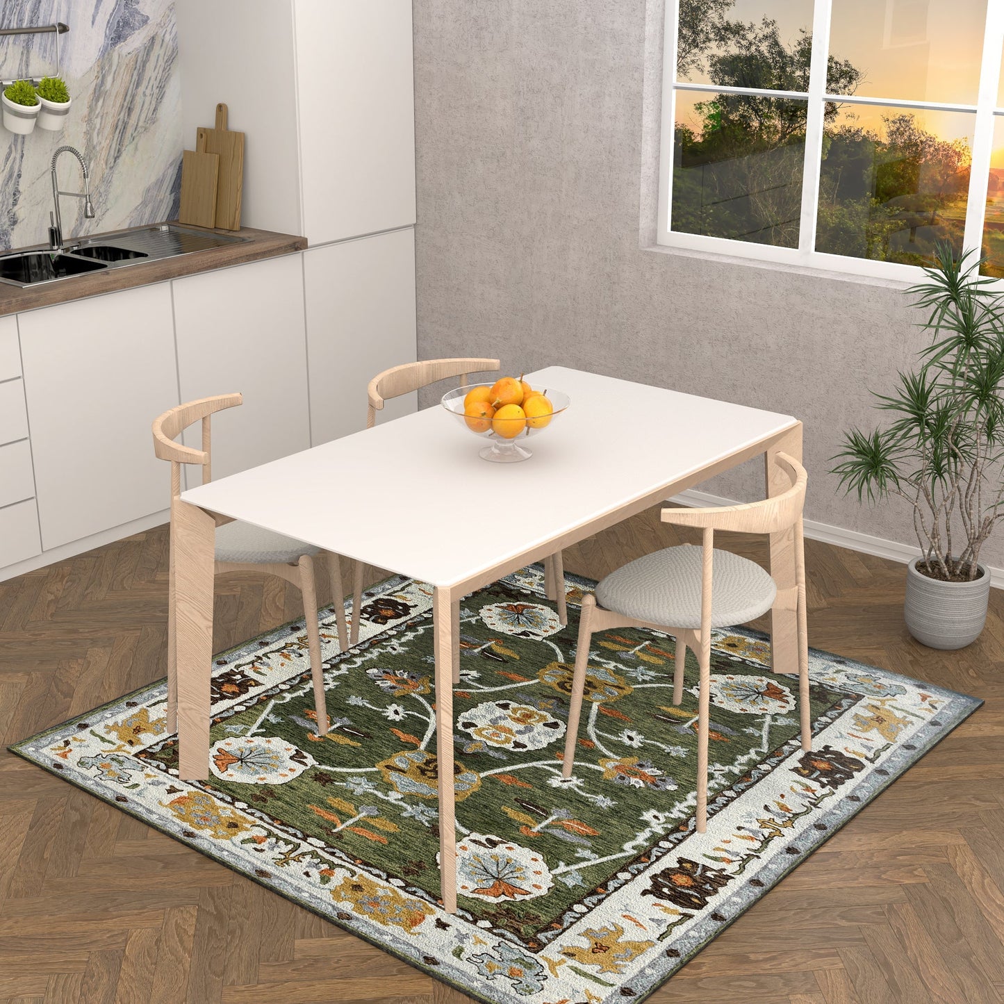 Premium Hand-Tufted Rug Made of 100% Wool - Spring Atlas - 6x6 Feet