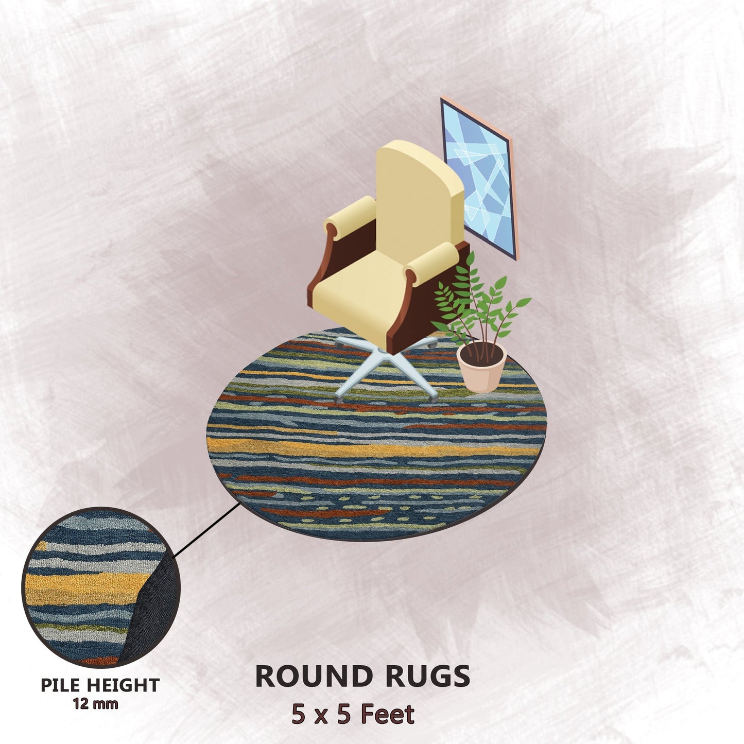Premium Hand-Tufted Rug Made of 100% Wool - Spring Coast - 5x5 Feet