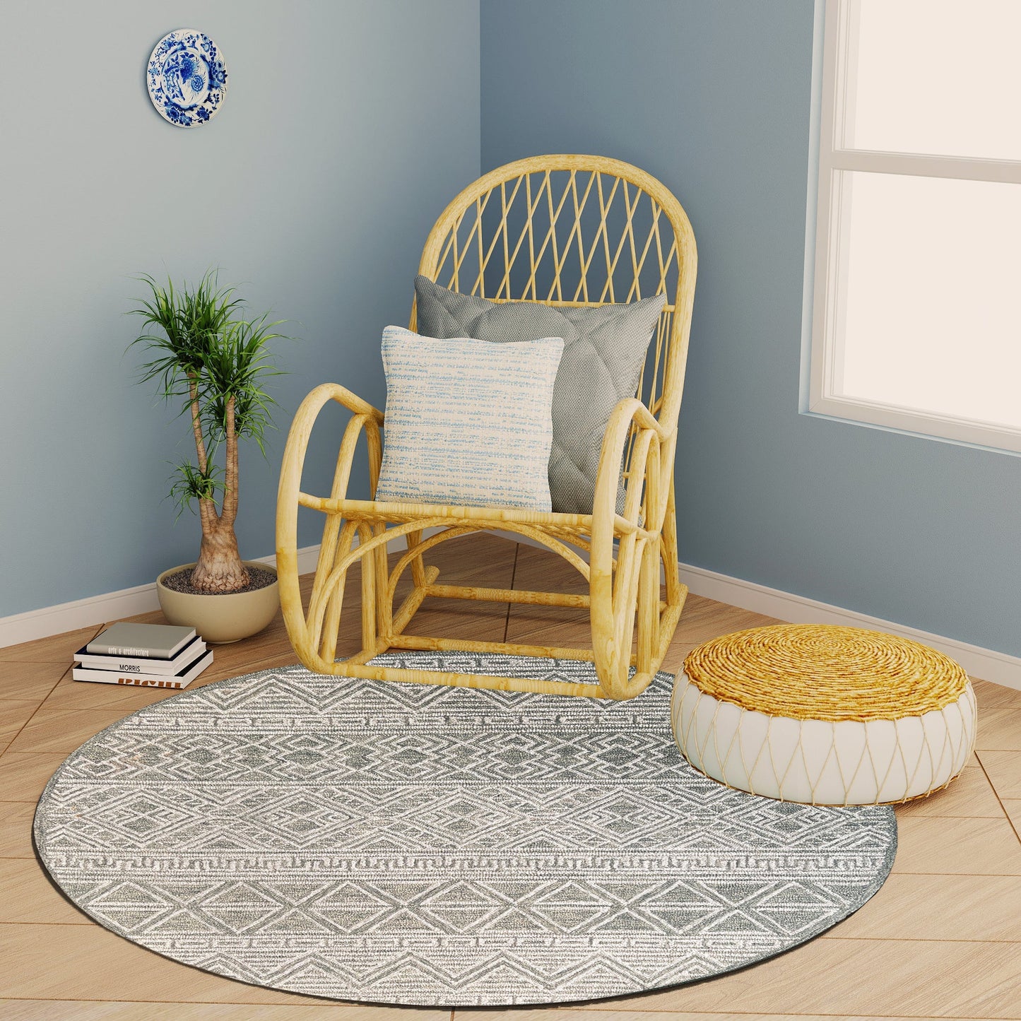 Premium Hand-Tufted Rug Made of 100% Wool - Still River Grey - 5x5 Feet