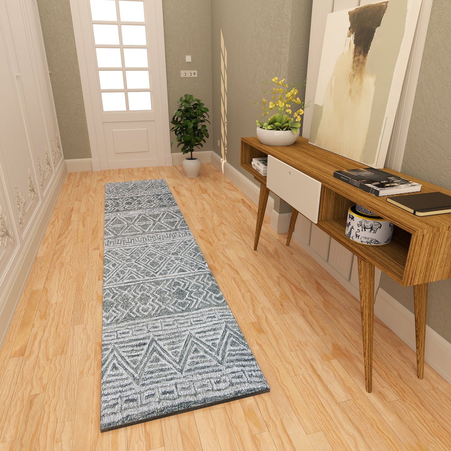 Premium Hand-Tufted Rug Made of 100% Wool - Still River Grey - 2x6 Feet
