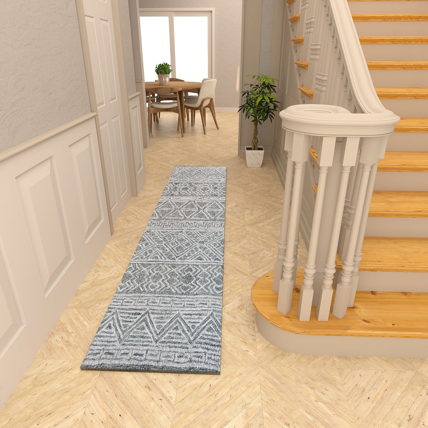 Premium Hand-Tufted Rug Made of 100% Wool - Still River Grey - 2x8 Feet