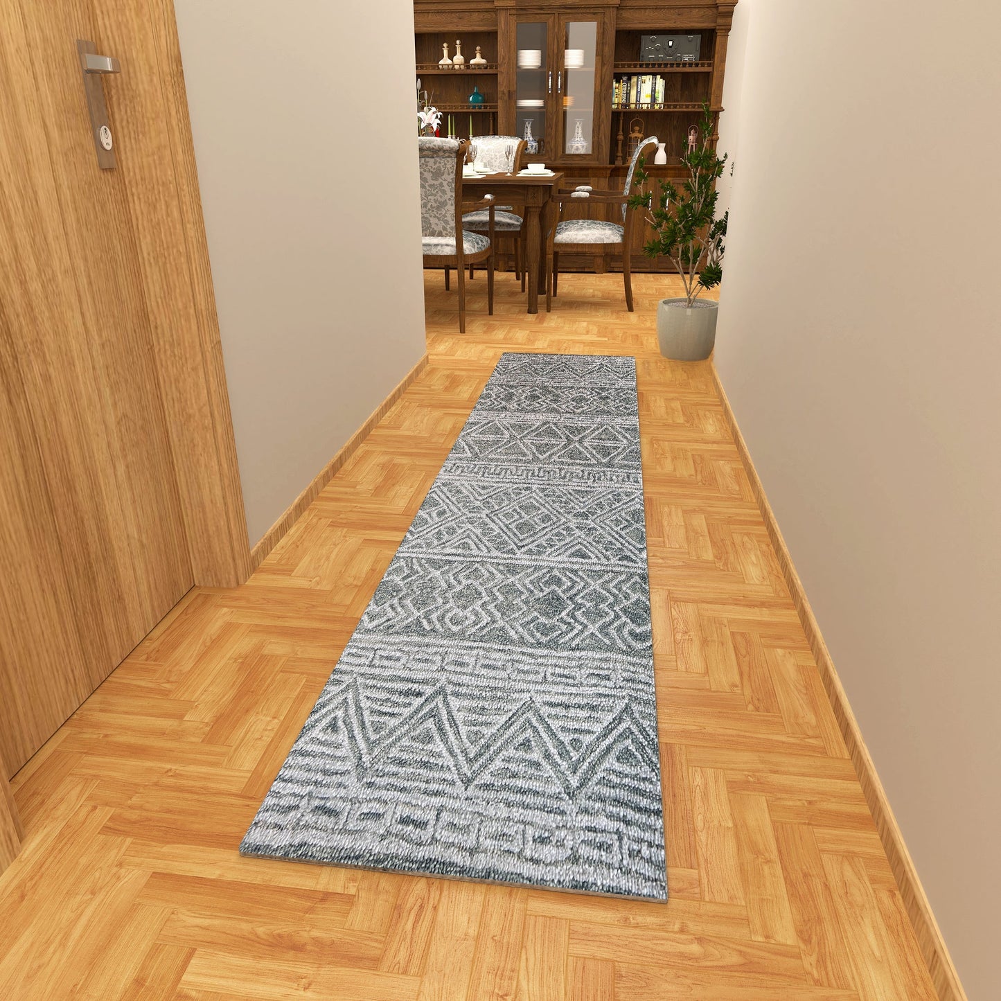 Premium Hand-Tufted Rug Made of 100% Wool - Still River Grey - 2x6 Feet