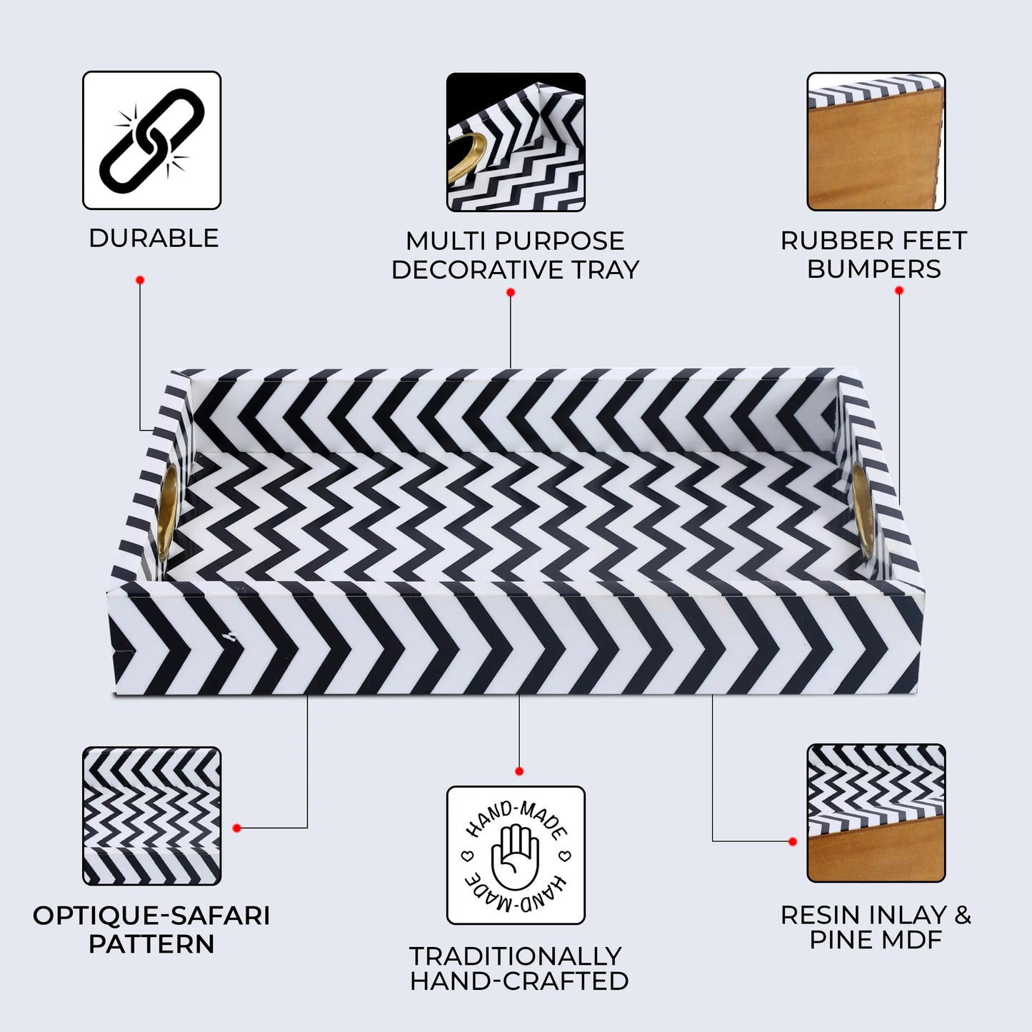 Decorative Trays Optique Safari Pattern Resin Inlay Collection in 11x17