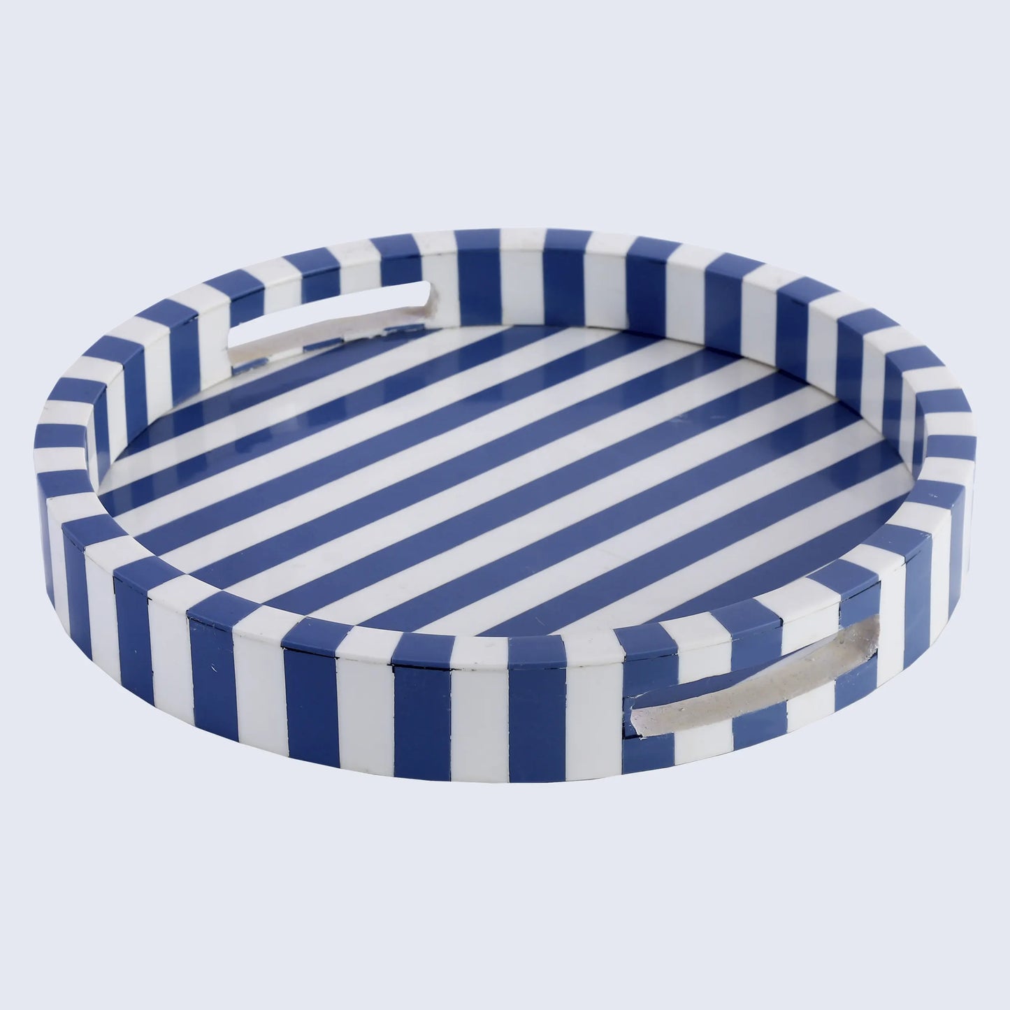 Decorative Round Trays Riviera Ronde Pattern Resin Inlay Collection in 12x12