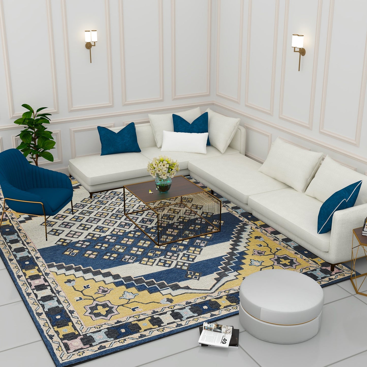 Premium Hand-Tufted Rug Made of 100% Wool - Tatar Folk - 8x10 Feet