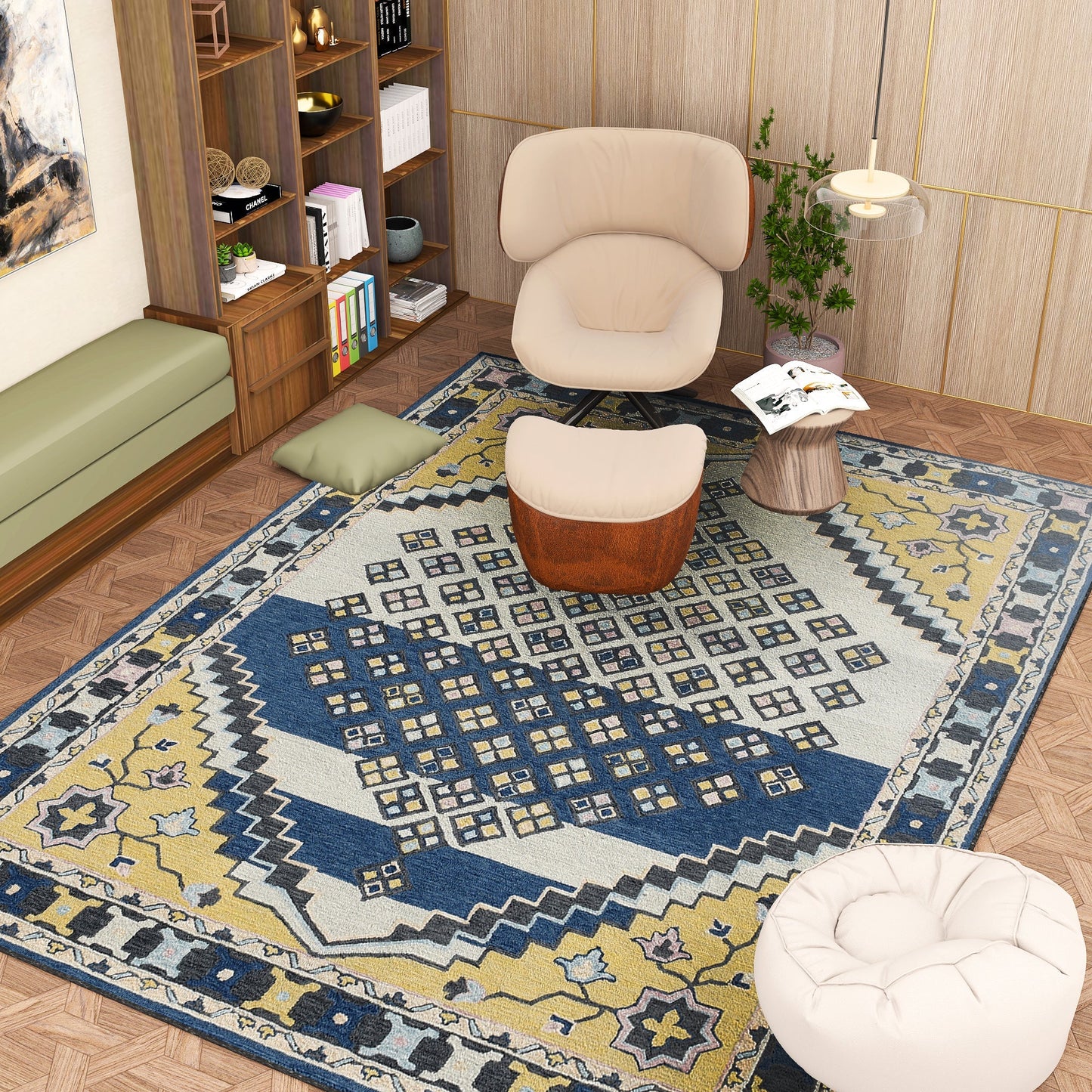 Premium Hand-Tufted Rug Made of 100% Wool - Tatar Folk - 8x10 Feet