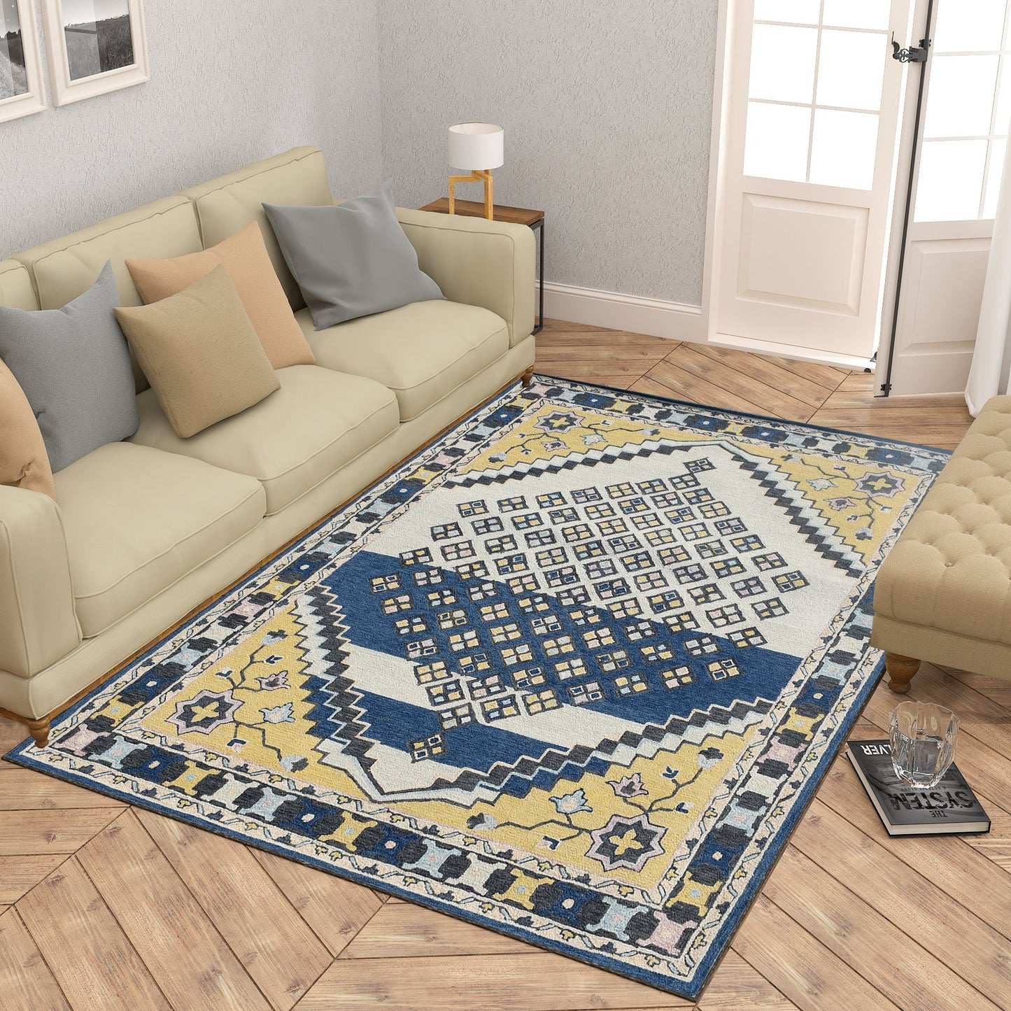 Premium Hand-Tufted Rug Made of 100% Wool - Tatar Folk - 6x9 Feet