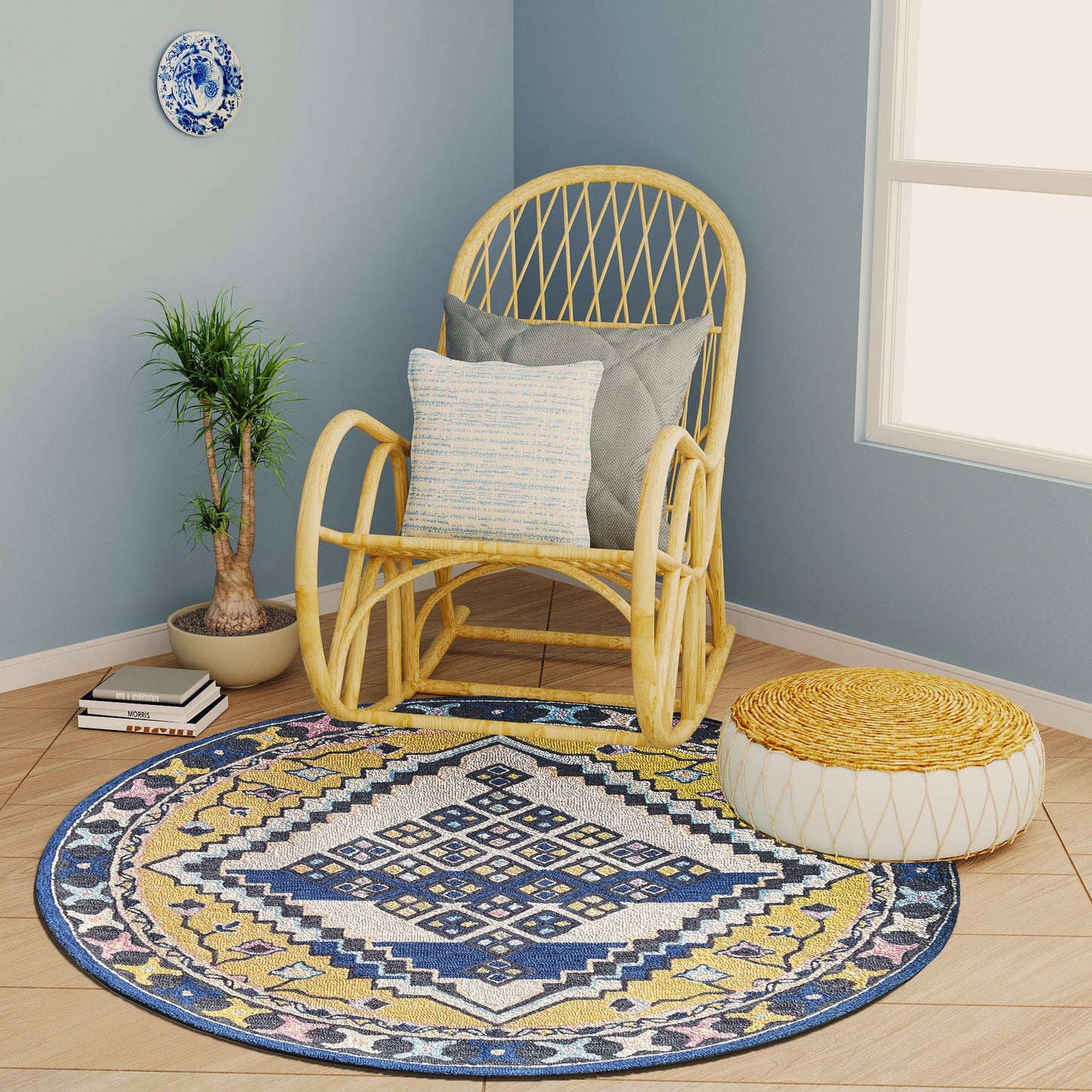 Premium Hand-Tufted Rug Made of 100% Wool - Tatar Folk - 5x5 Feet