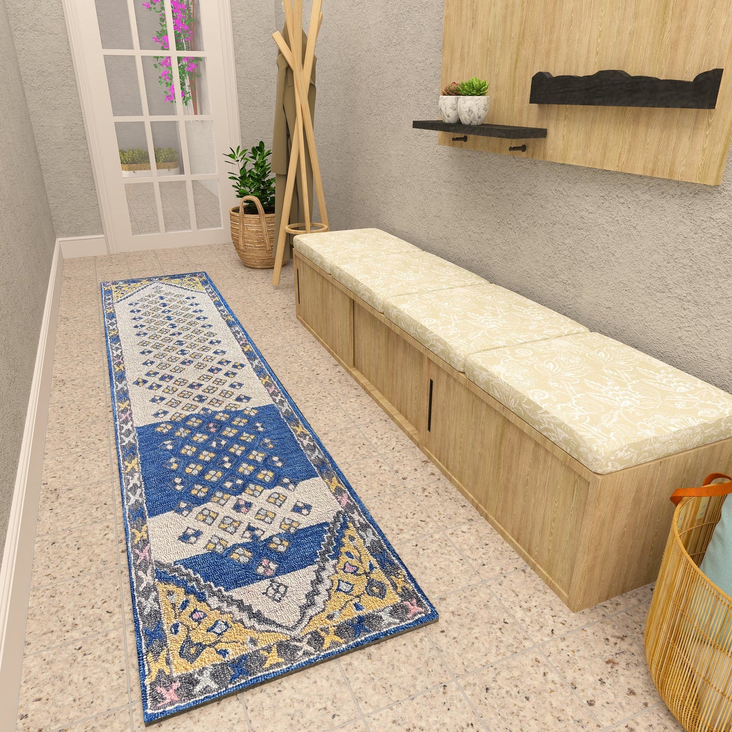Premium Hand-Tufted Rug Made of 100% Wool - Tatar Folk - 2x8 Feet