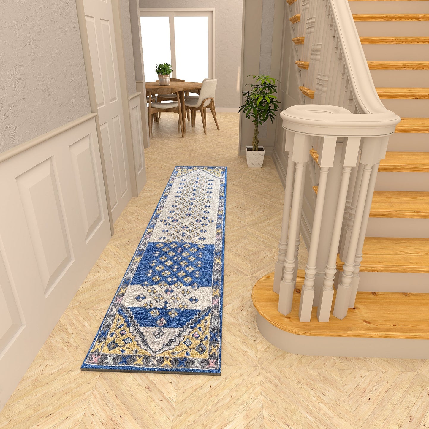 Premium Hand-Tufted Rug Made of 100% Wool - Tatar Folk - 2x6 Feet