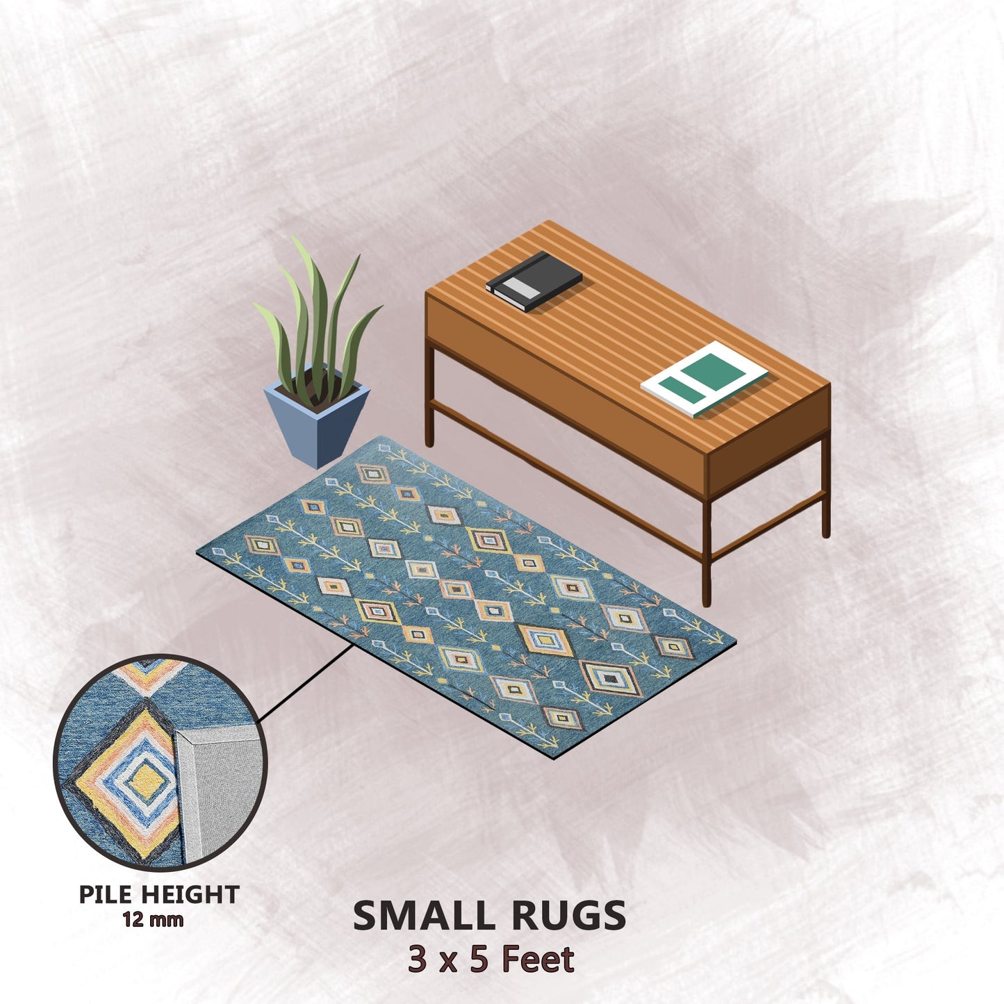 Premium Hand-Tufted Rug Made of 100% Wool - Tundra - 3x5 Feet