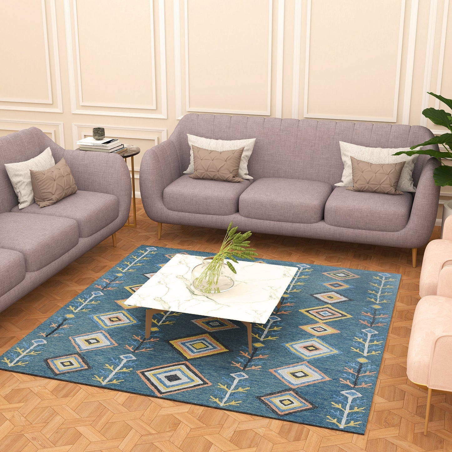 Premium Hand-Tufted Rug Made of 100% Wool - Tundra - 6x6 Feet