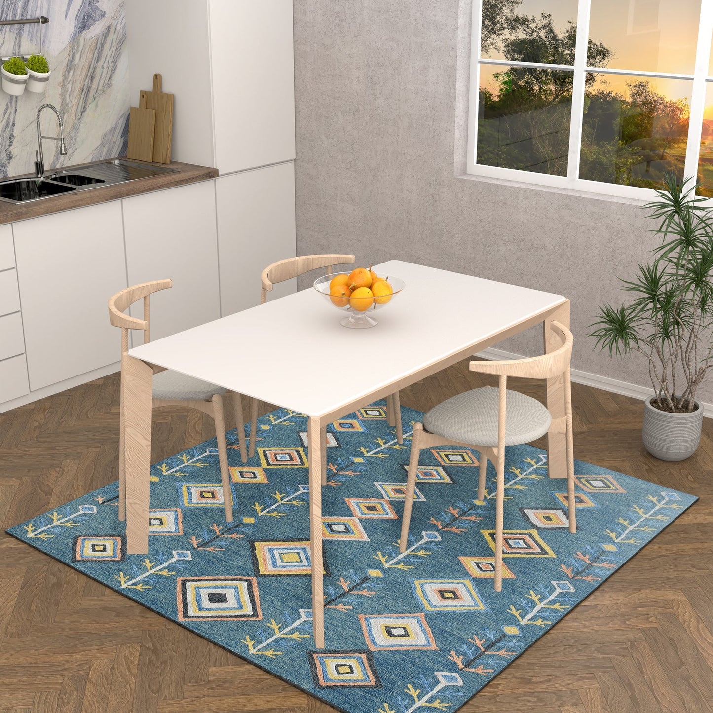 Premium Hand-Tufted Rug Made of 100% Wool - Tundra - 6x6 Feet