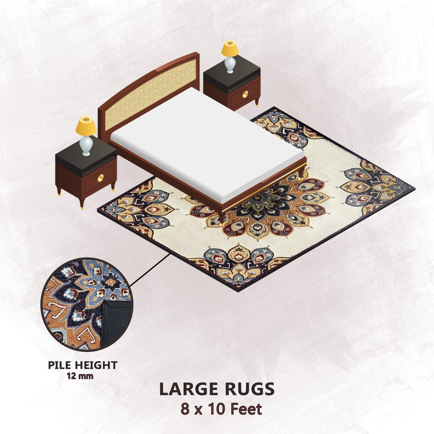 Premium Hand-Tufted Rug Made of 100% Wool - Vivid Plume - 8x10 Feet