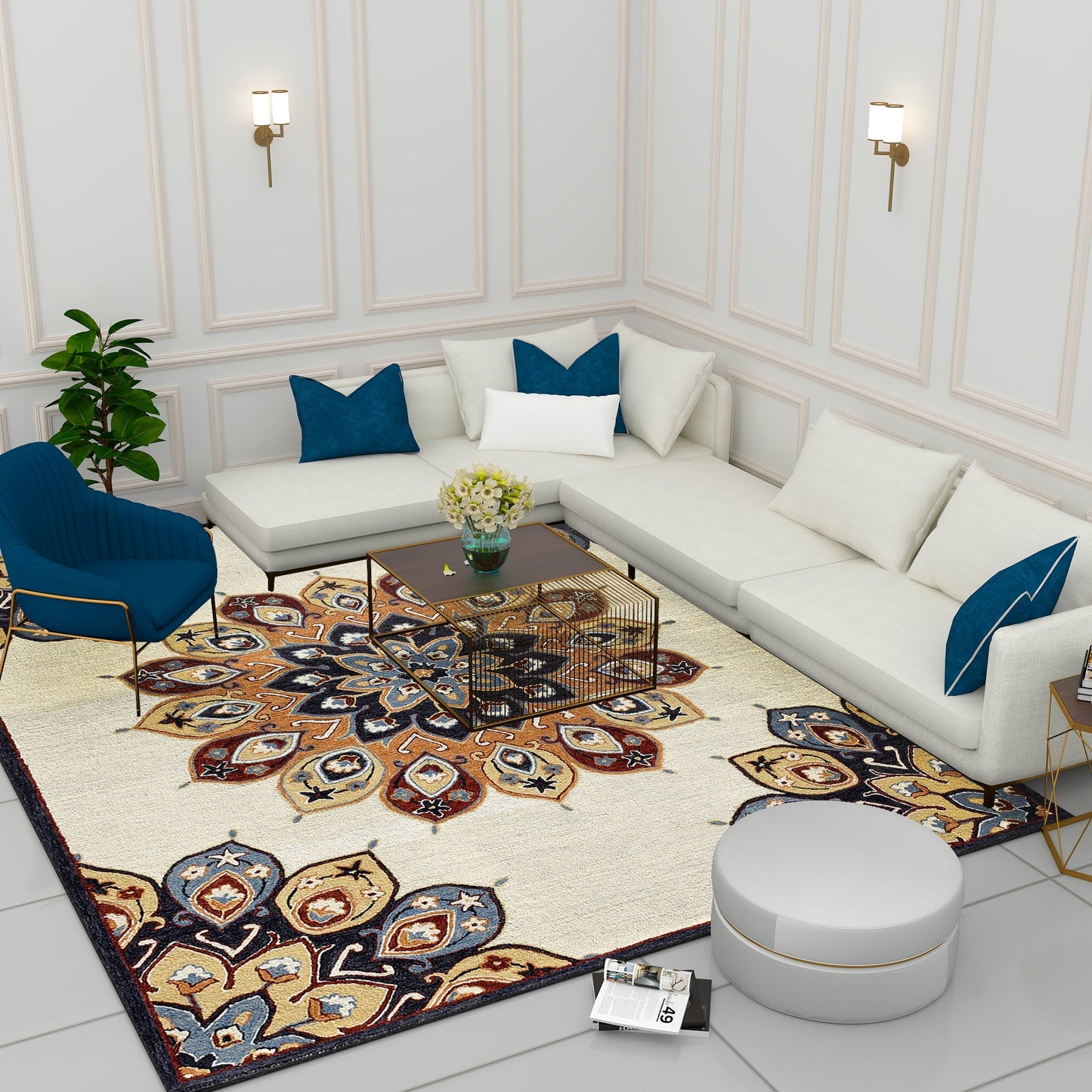 Premium Hand-Tufted Rug Made of 100% Wool - Vivid Plume - 8x10 Feet