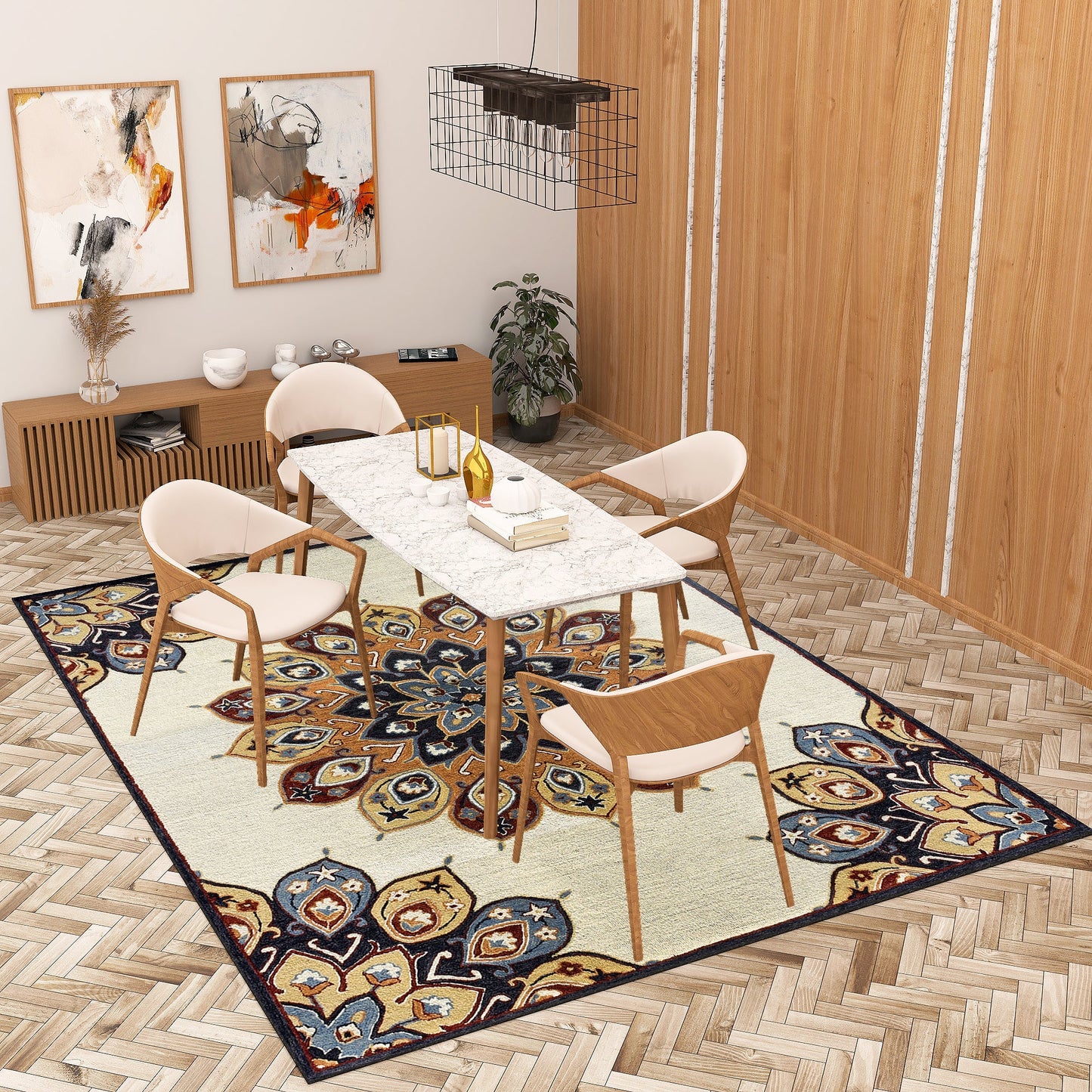 Premium Hand-Tufted Rug Made of 100% Wool - Vivid Plume - 9x12 Feet