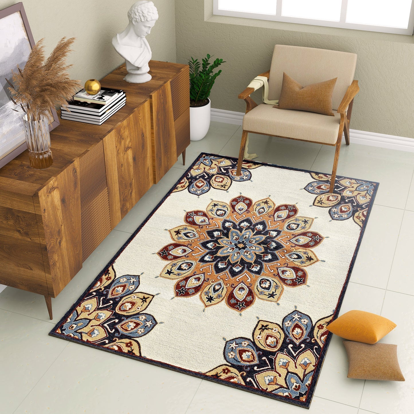 Premium Hand-Tufted Rug Made of 100% Wool - Vivid Plume - 4x6 Feet