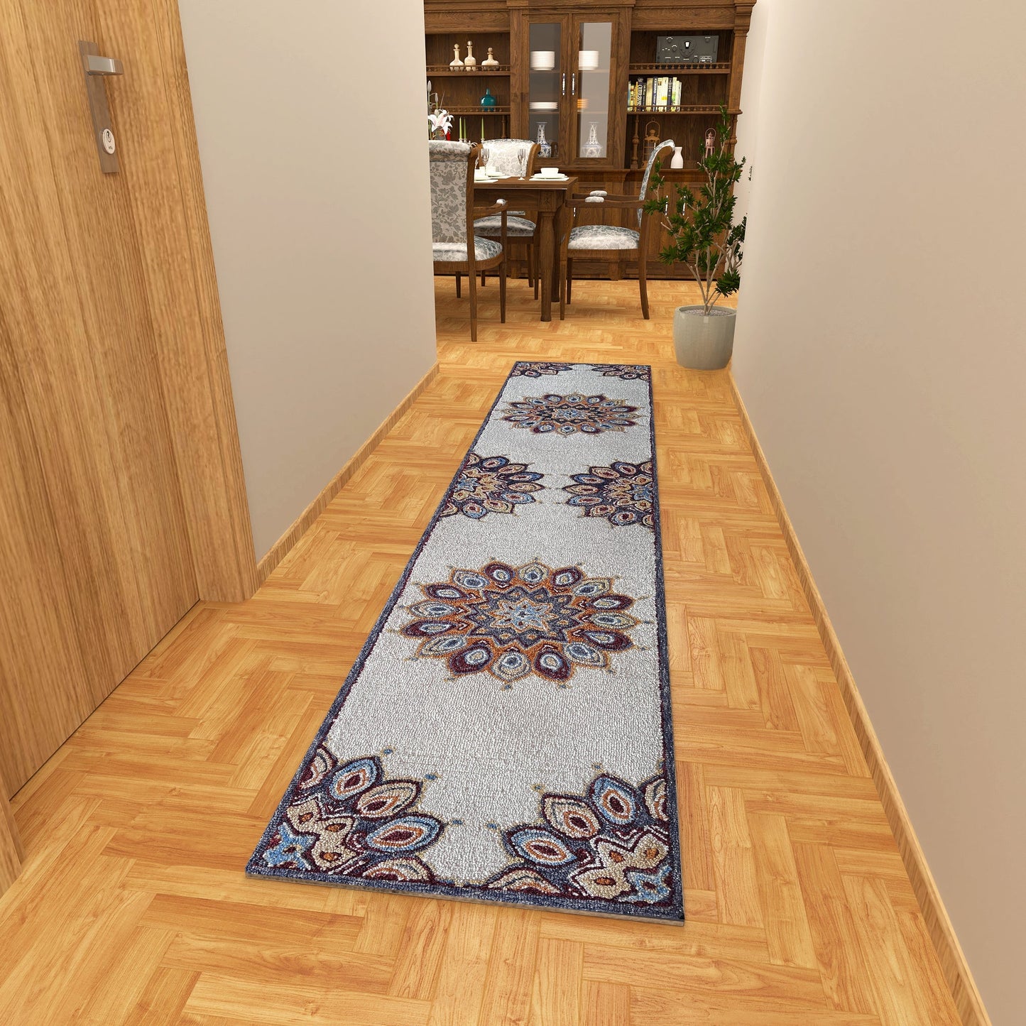 Premium Hand-Tufted Rug Made of 100% Wool - Vivid Plume - 2x8 Feet