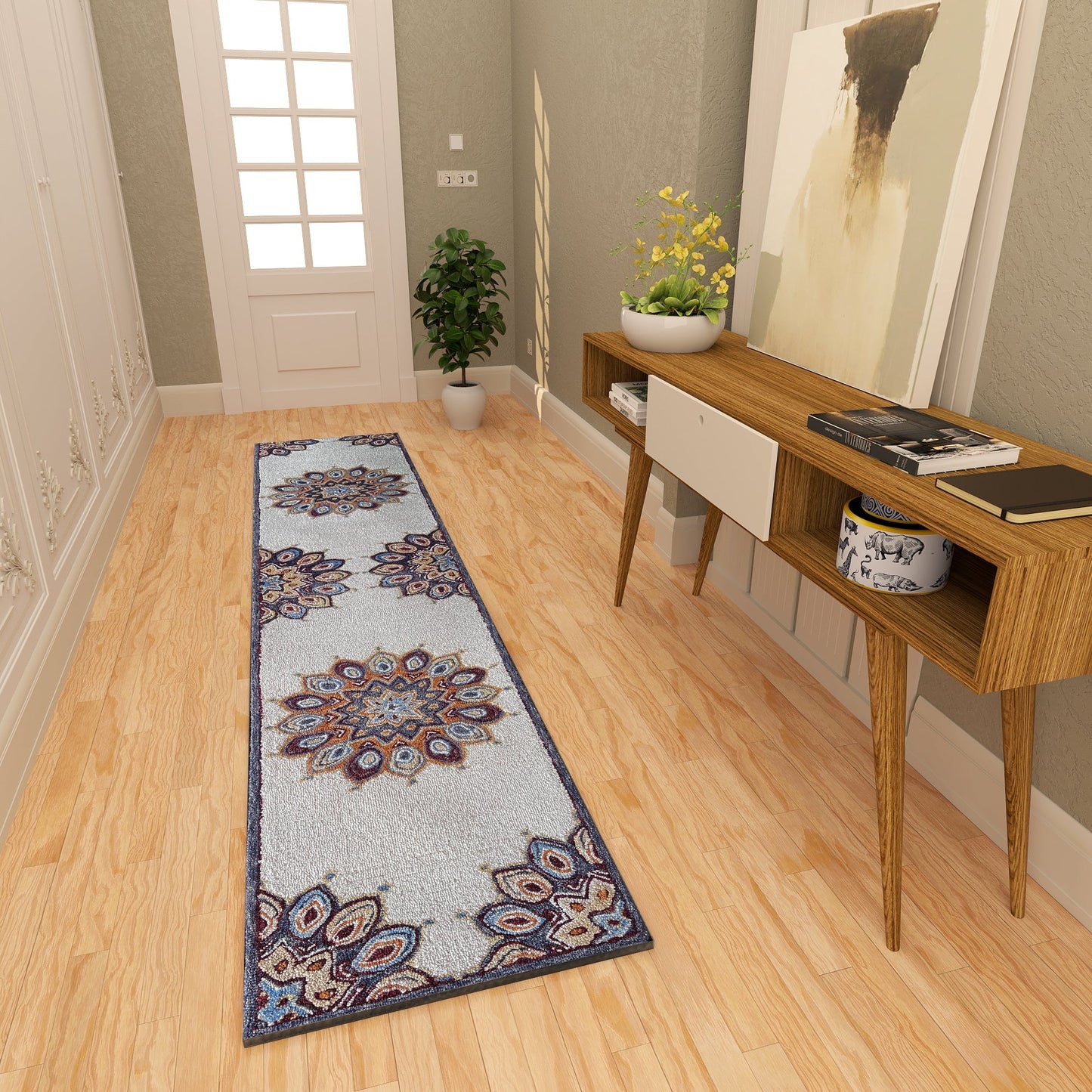 Premium Hand-Tufted Rug Made of 100% Wool - Vivid Plume - 2x8 Feet