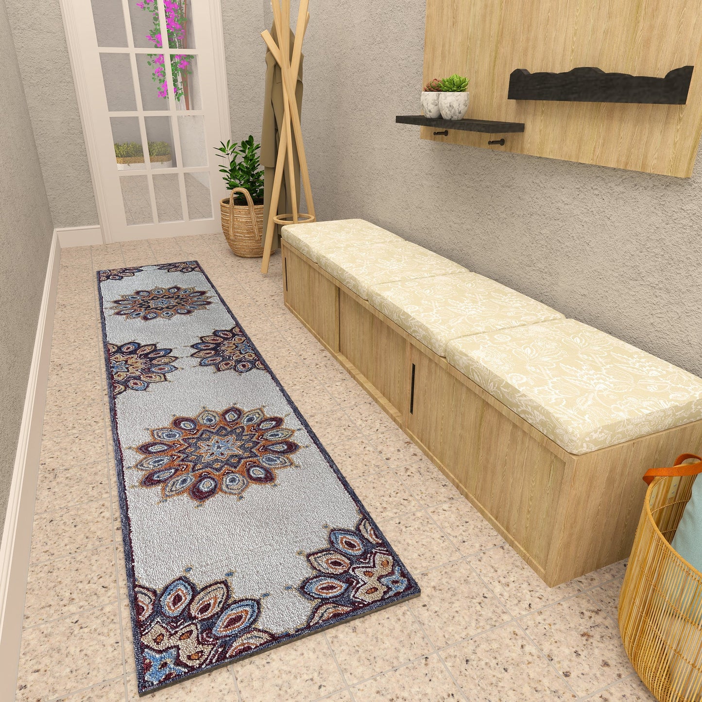Premium Hand-Tufted Rug Made of 100% Wool - Vivid Plume - 2x8 Feet