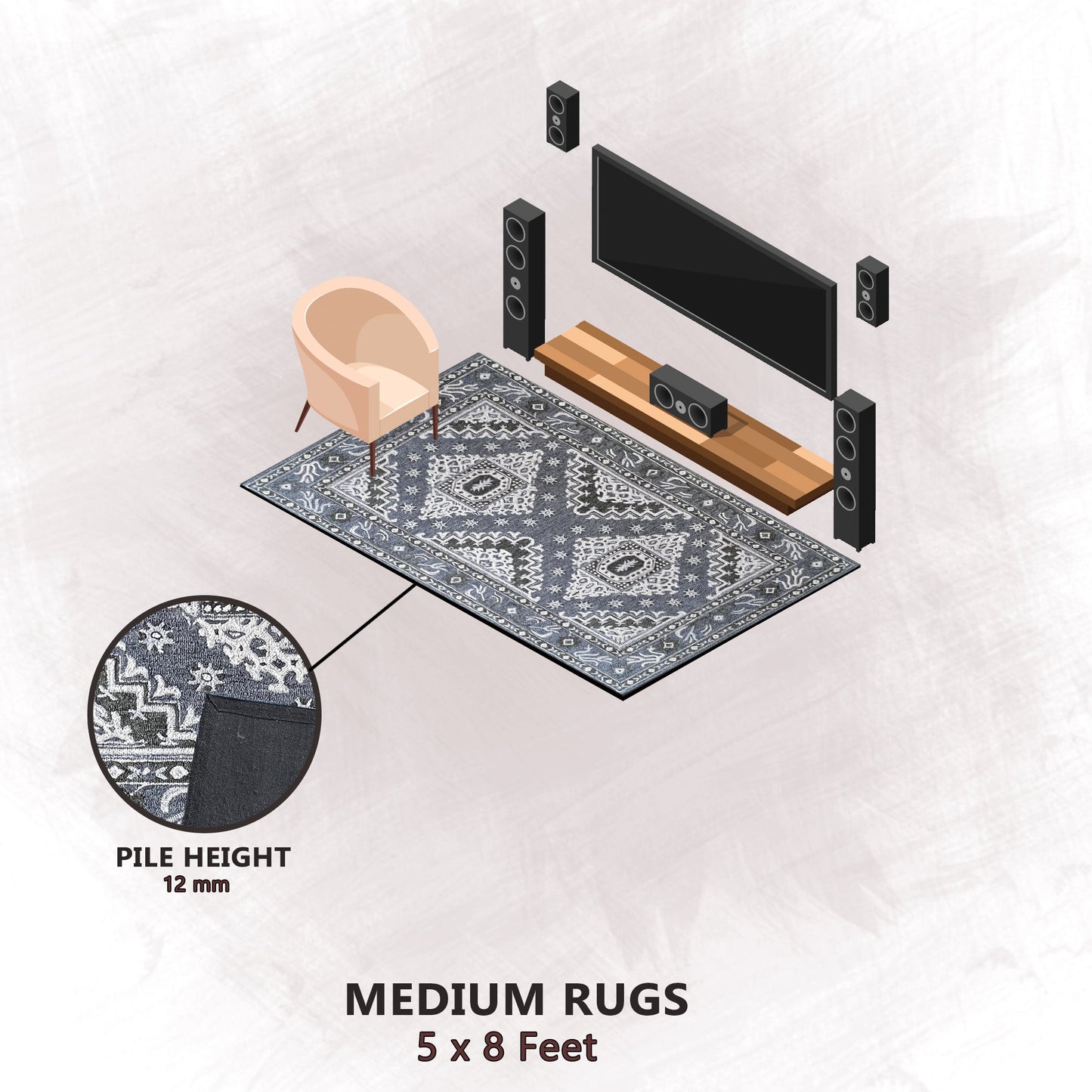 Premium Hand-Tufted Rug Made of 100% Wool - Wandering Star - 5x8 Feet
