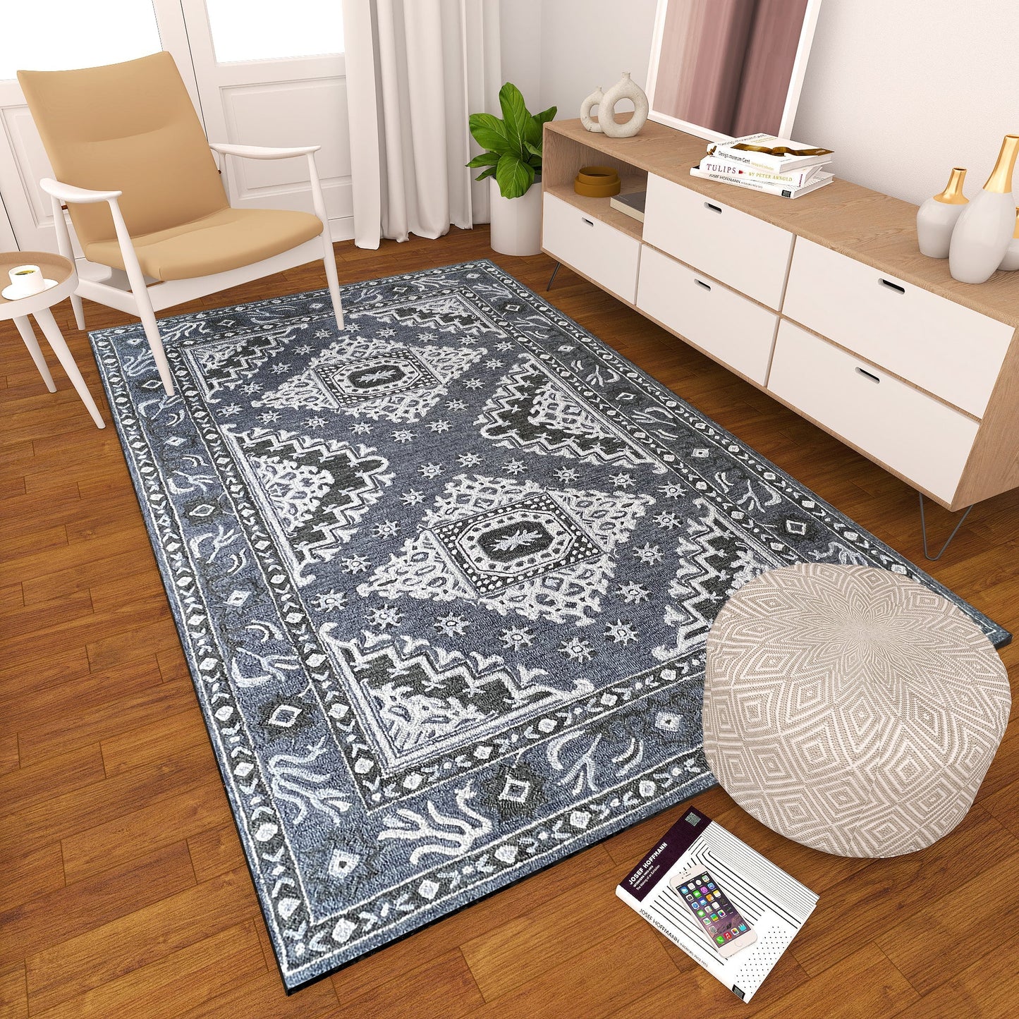 Premium Hand-Tufted Rug Made of 100% Wool - Wandering Star - 5x8 Feet