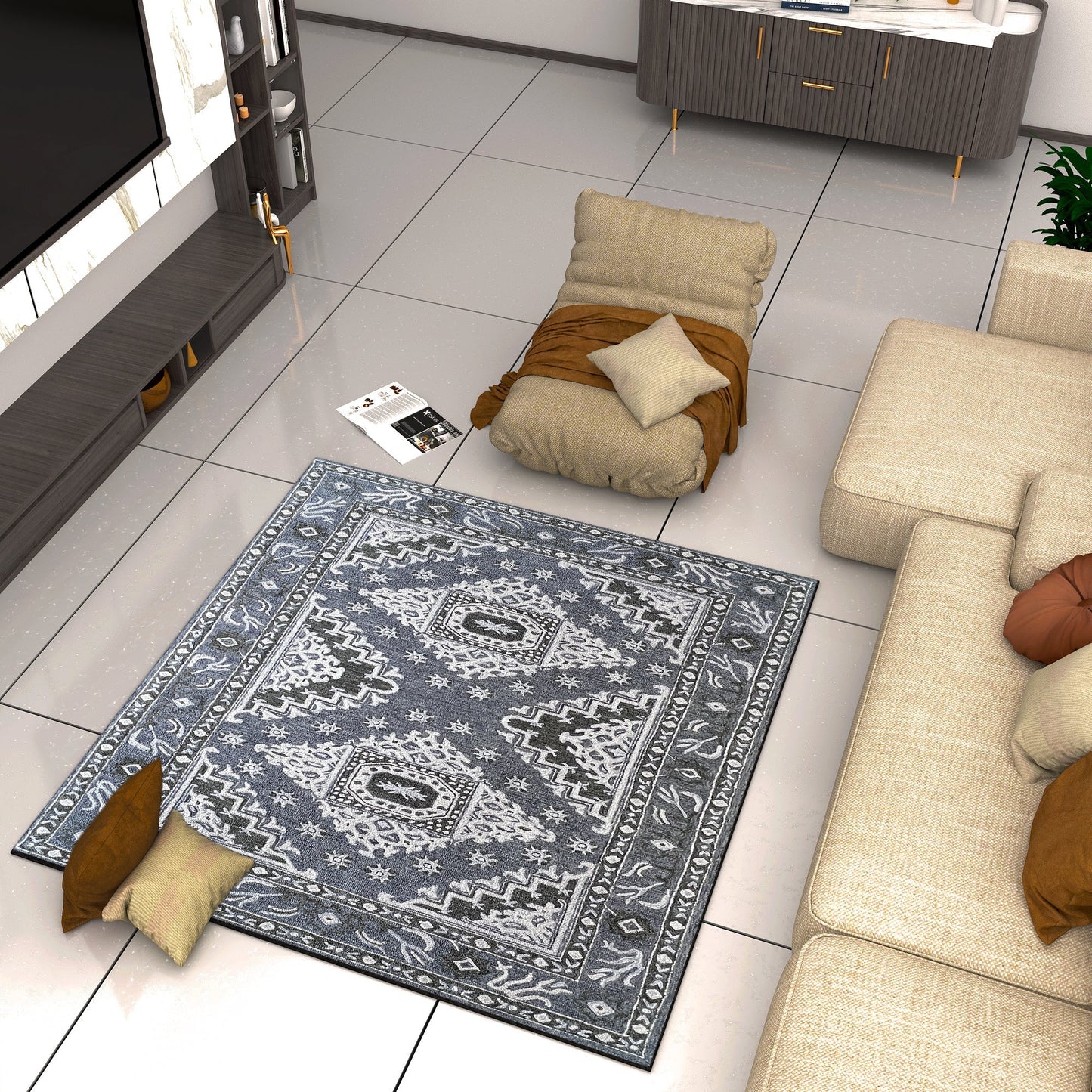 Premium Hand-Tufted Rug Made of 100% Wool - Wandering Star - 6x6 Feet