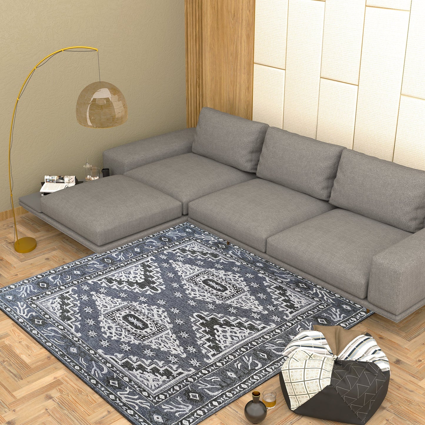 Premium Hand-Tufted Rug Made of 100% Wool - Wandering Star - 6x6 Feet