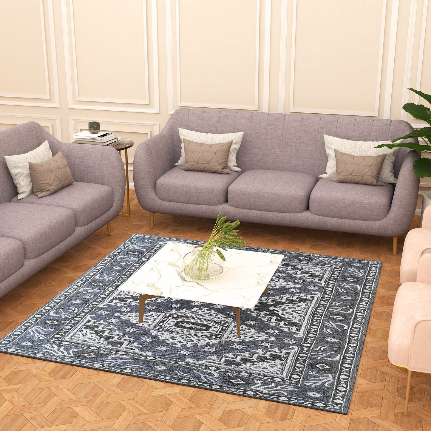Premium Hand-Tufted Rug Made of 100% Wool - Wandering Star - 6x6 Feet