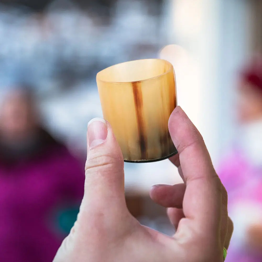 Horn Whiskey Shot Glasses Pack 2 - Holds Upto 6.5 oz, Natural