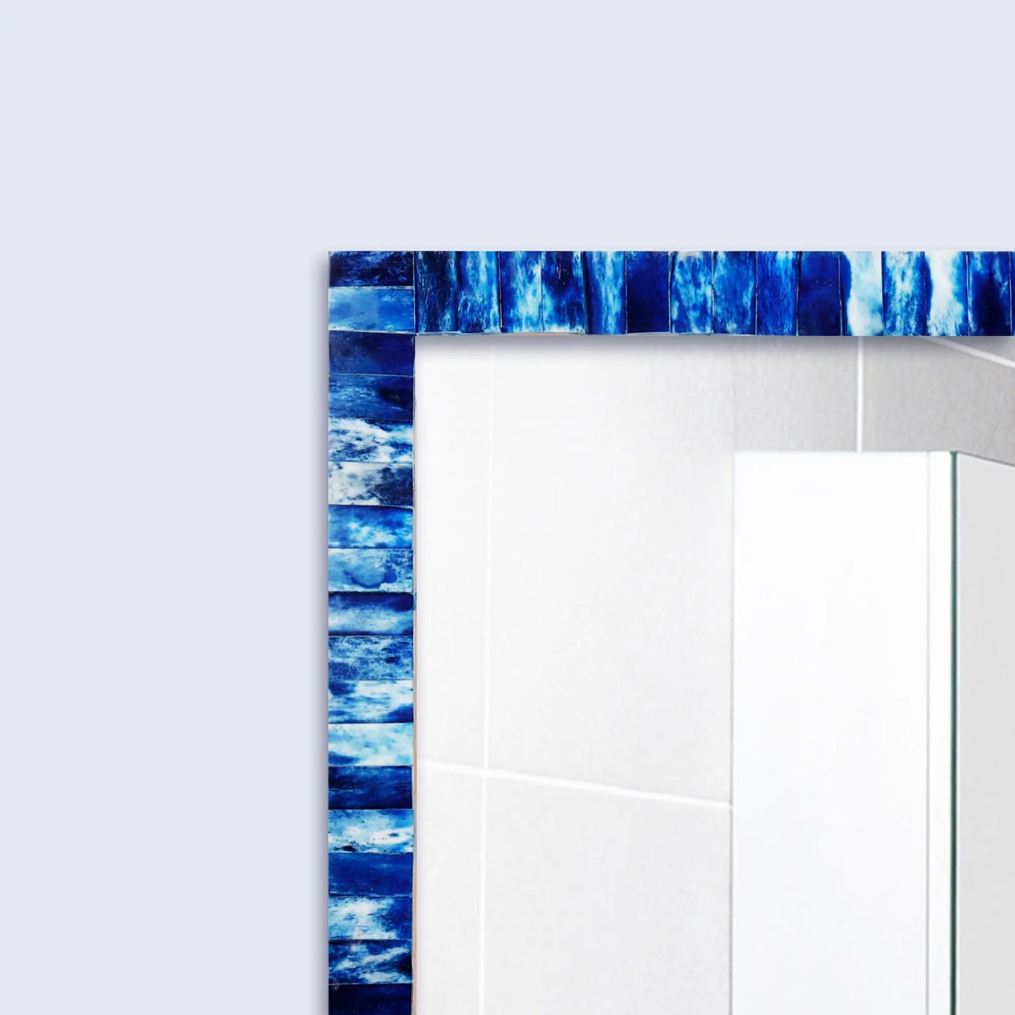Make to Order Classic Blue Mirror Bone Inlay Collection in 6 Sizes