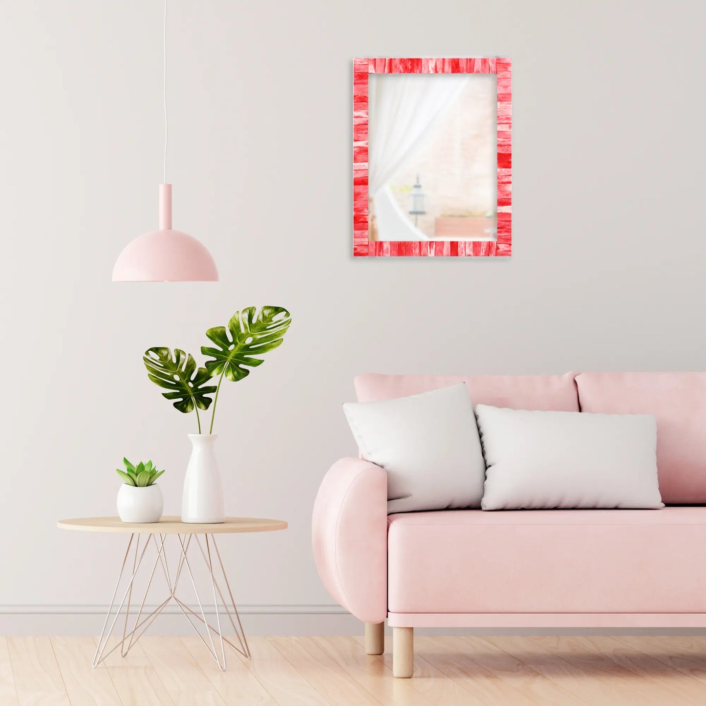 Make to Order Classic Red Mirror Bone Inlay Collection in 5 Sizes