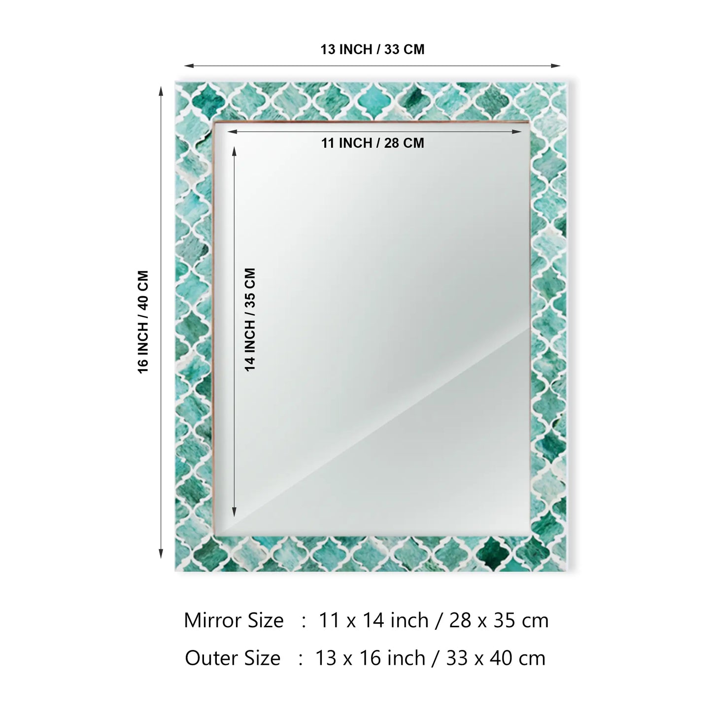 Make to Order Moroccan Green Mirror Bone & Resin Inlay Collection in 4 Sizes