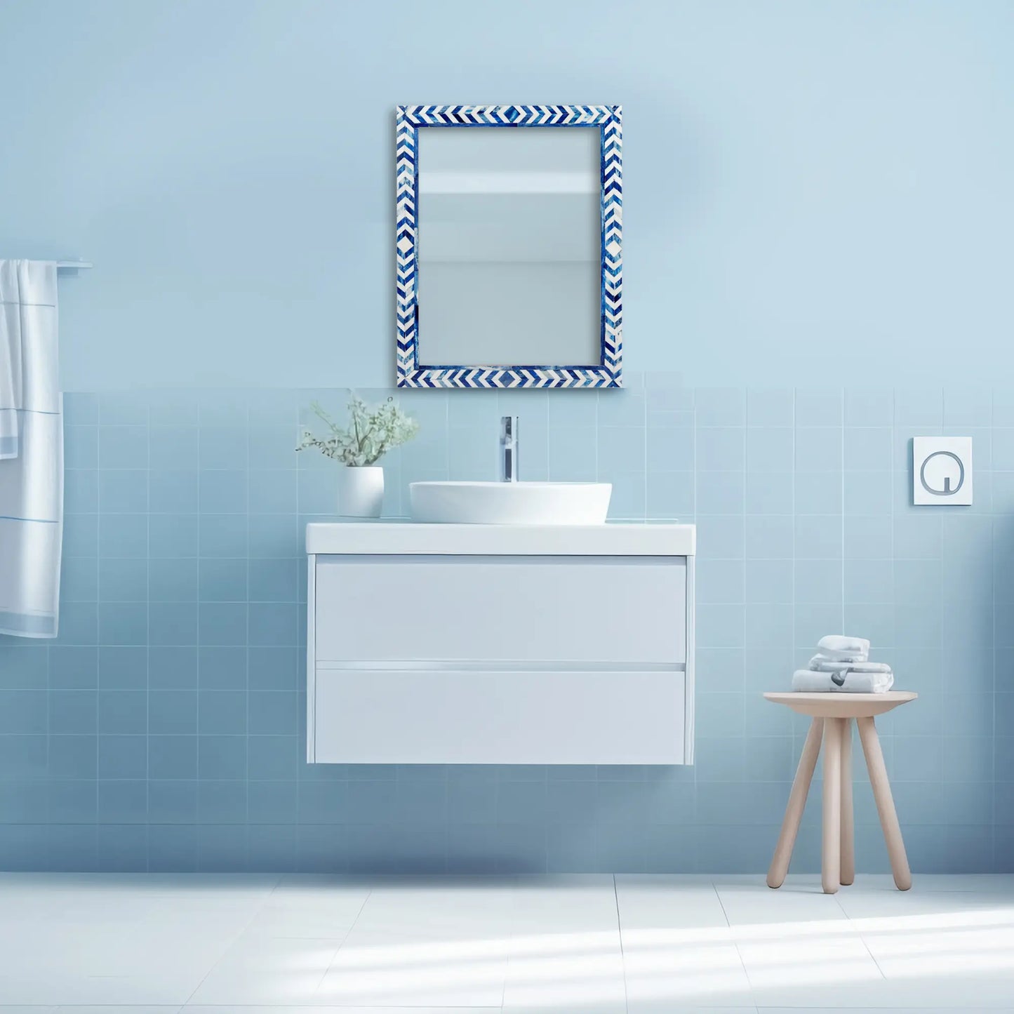 Make to Order Taj Blue Mirror Bone Inlay Collection in 4 Sizes