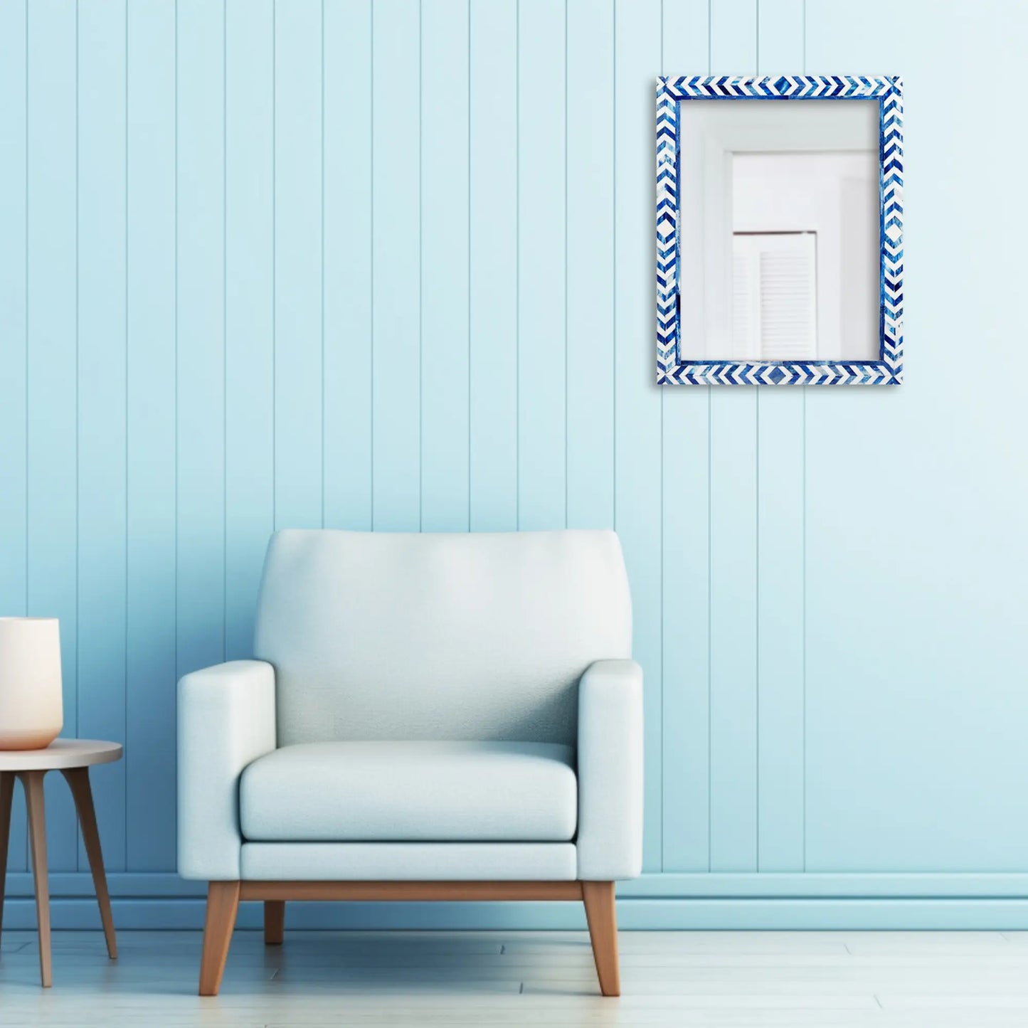 Make to Order Taj Blue Mirror Bone Inlay Collection in 4 Sizes