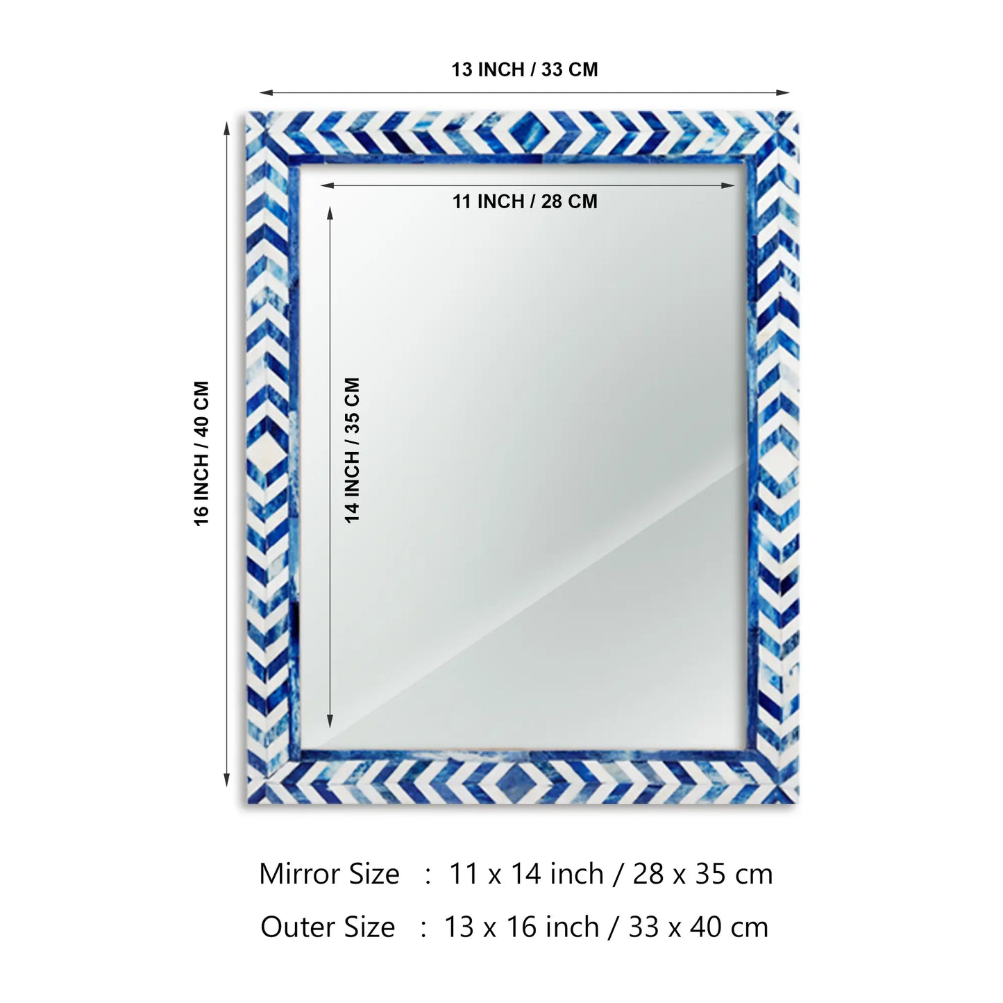 Make to Order Taj Blue Mirror Bone Inlay Collection in 4 Sizes
