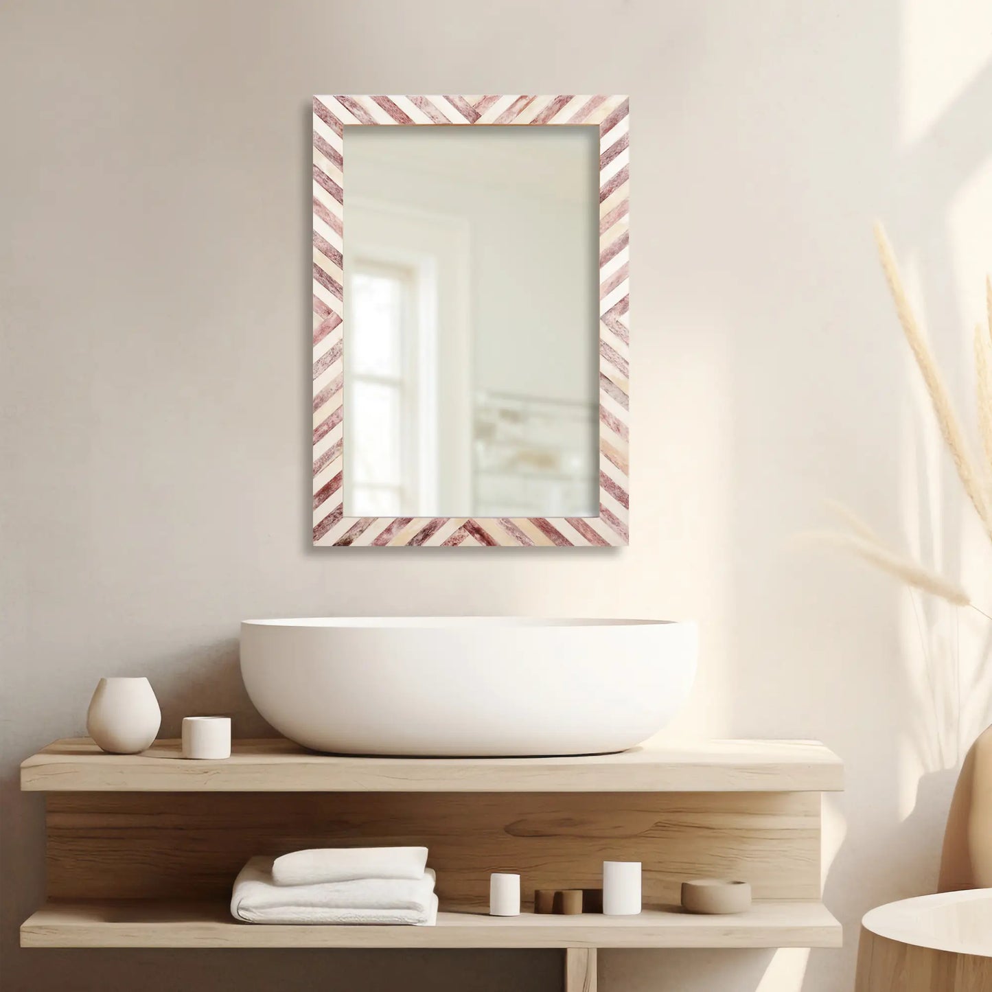 Make to Order Chevron Brown Mirror Bone Inlay Collection in 4 Sizes