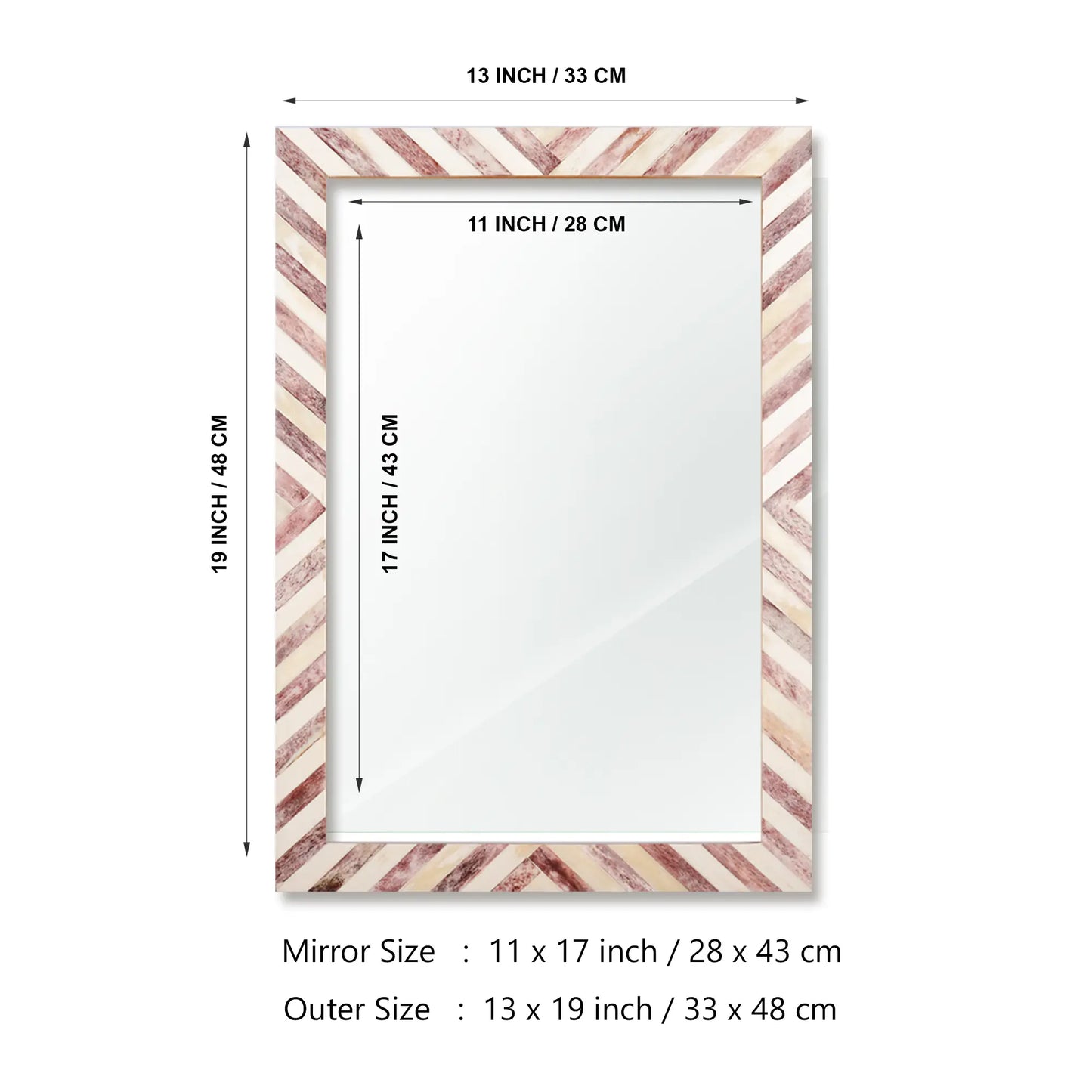 Make to Order Chevron Brown Mirror Bone Inlay Collection in 4 Sizes