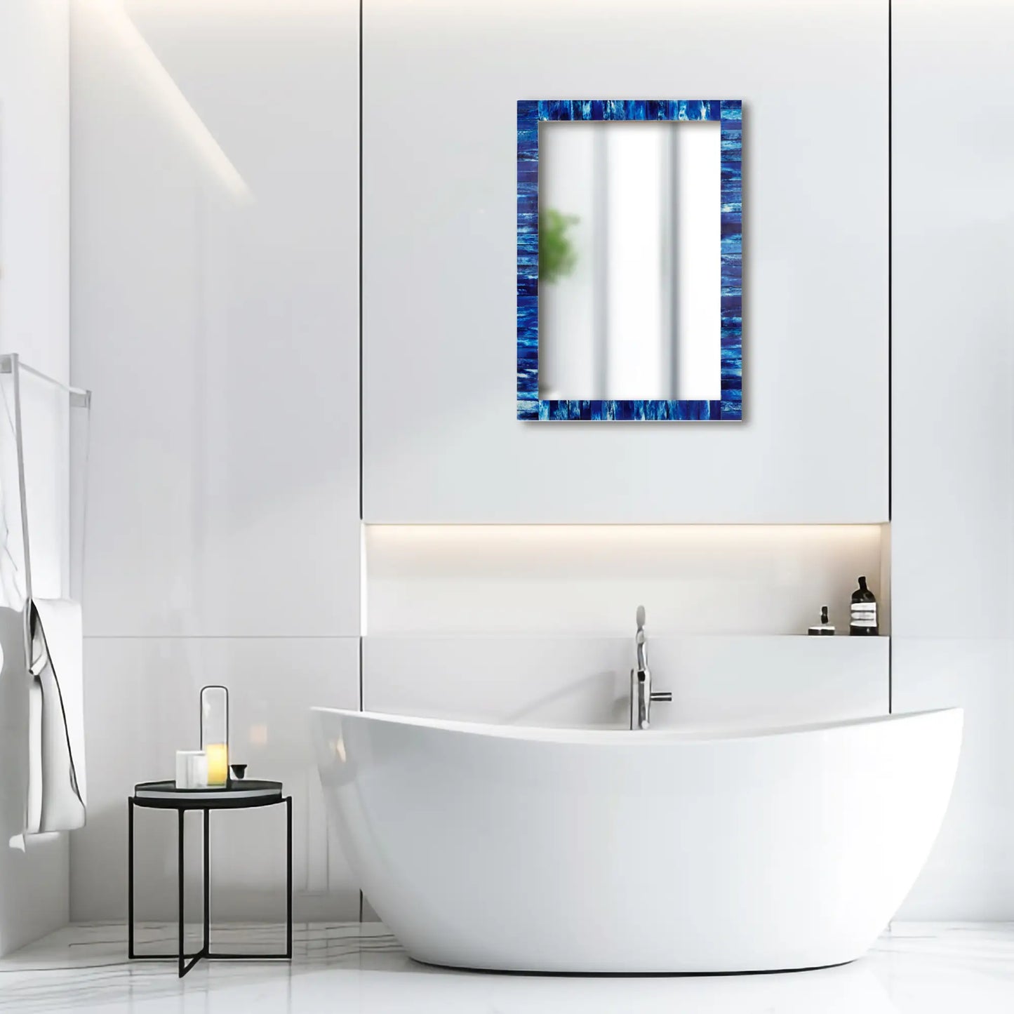 Make to Order Classic Blue Mirror Bone Inlay Collection in 6 Sizes