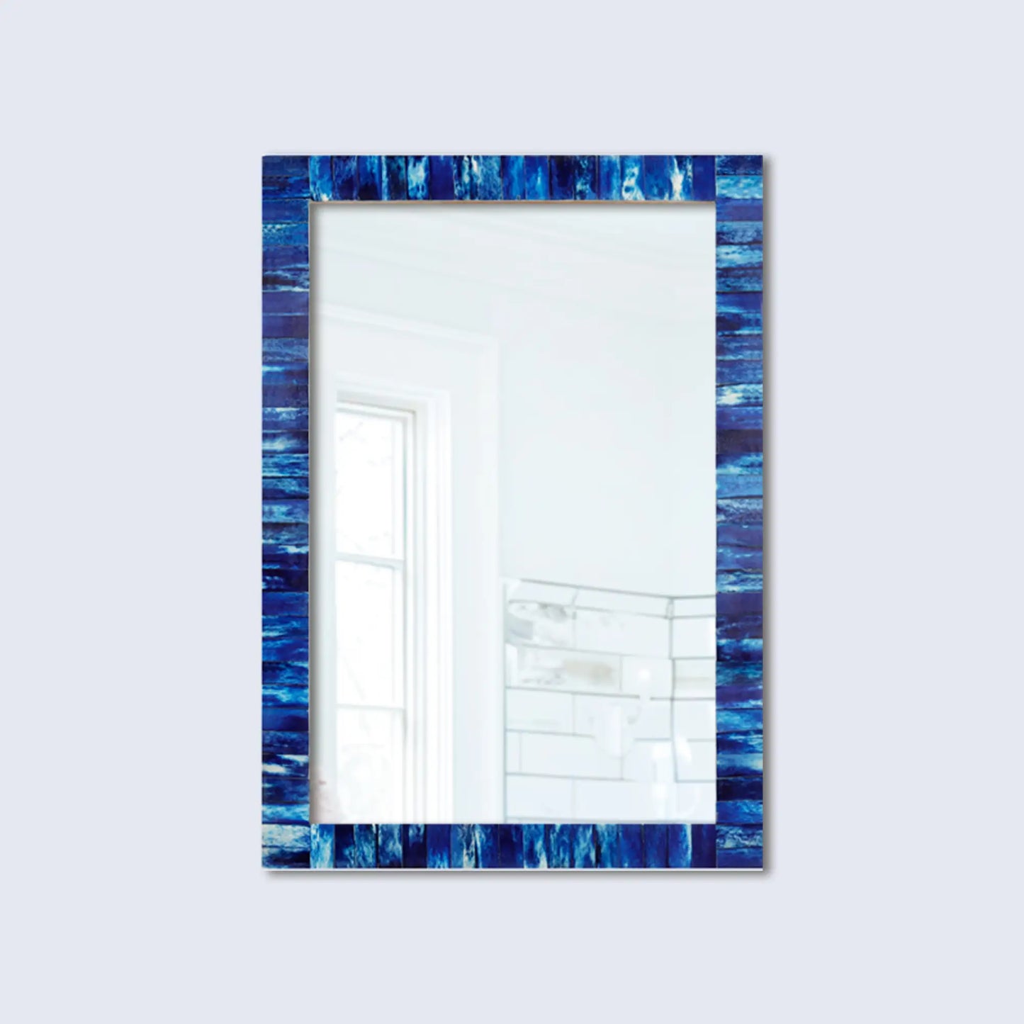 Make to Order Classic Blue Mirror Bone Inlay Collection in 6 Sizes
