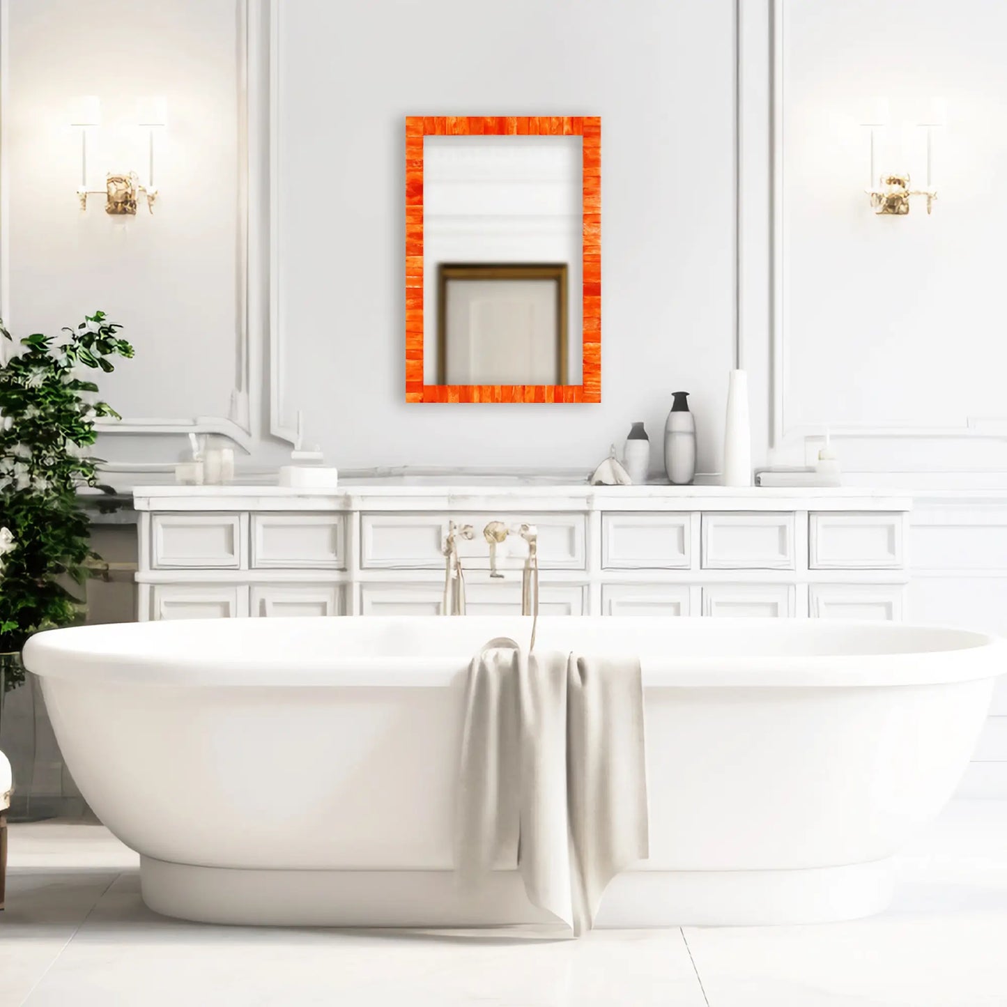 Make to Order Classic Orange Mirror Bone Inlay Collection in 8 Sizes